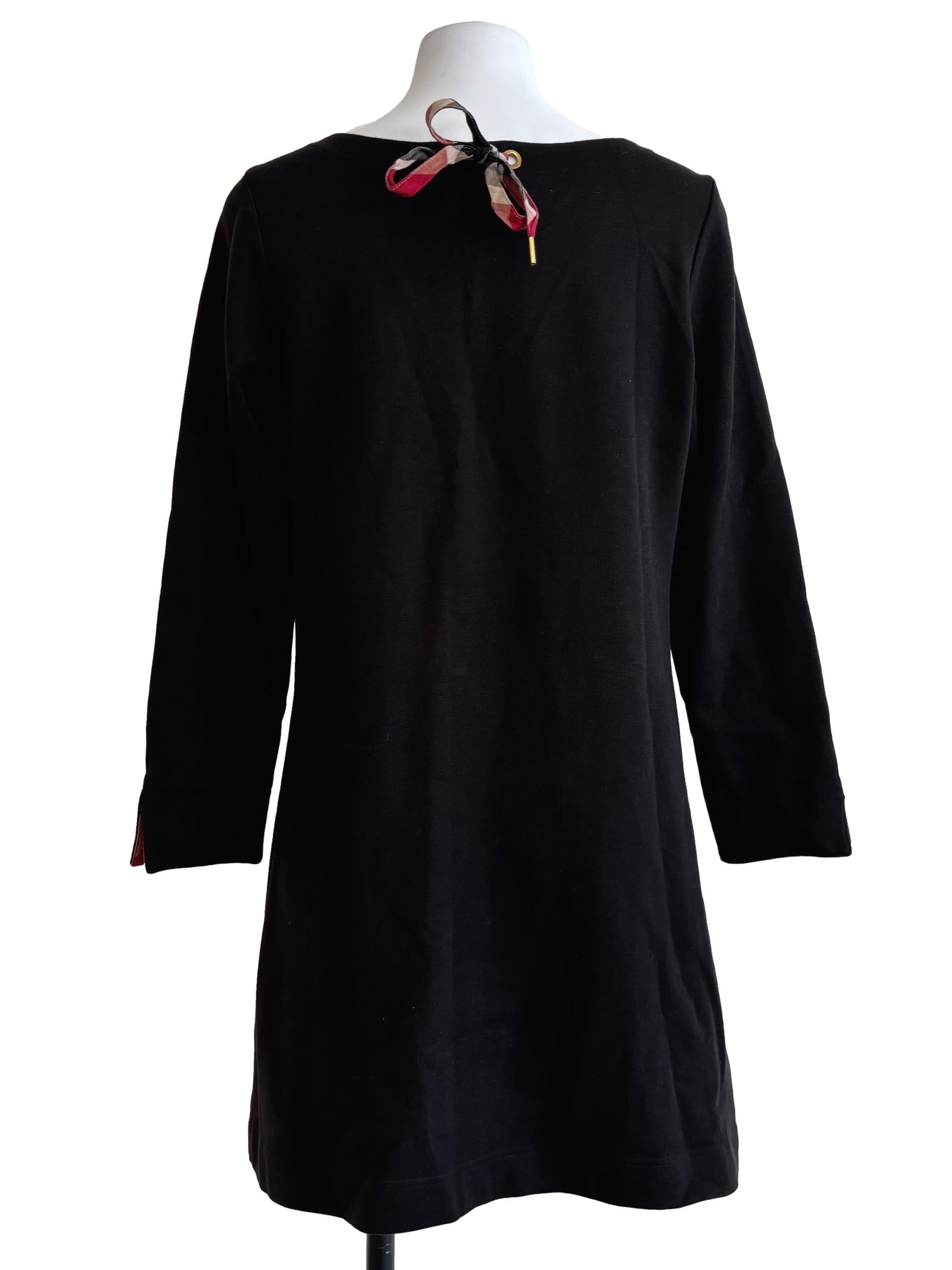 Black Ribbon Plain Long Top