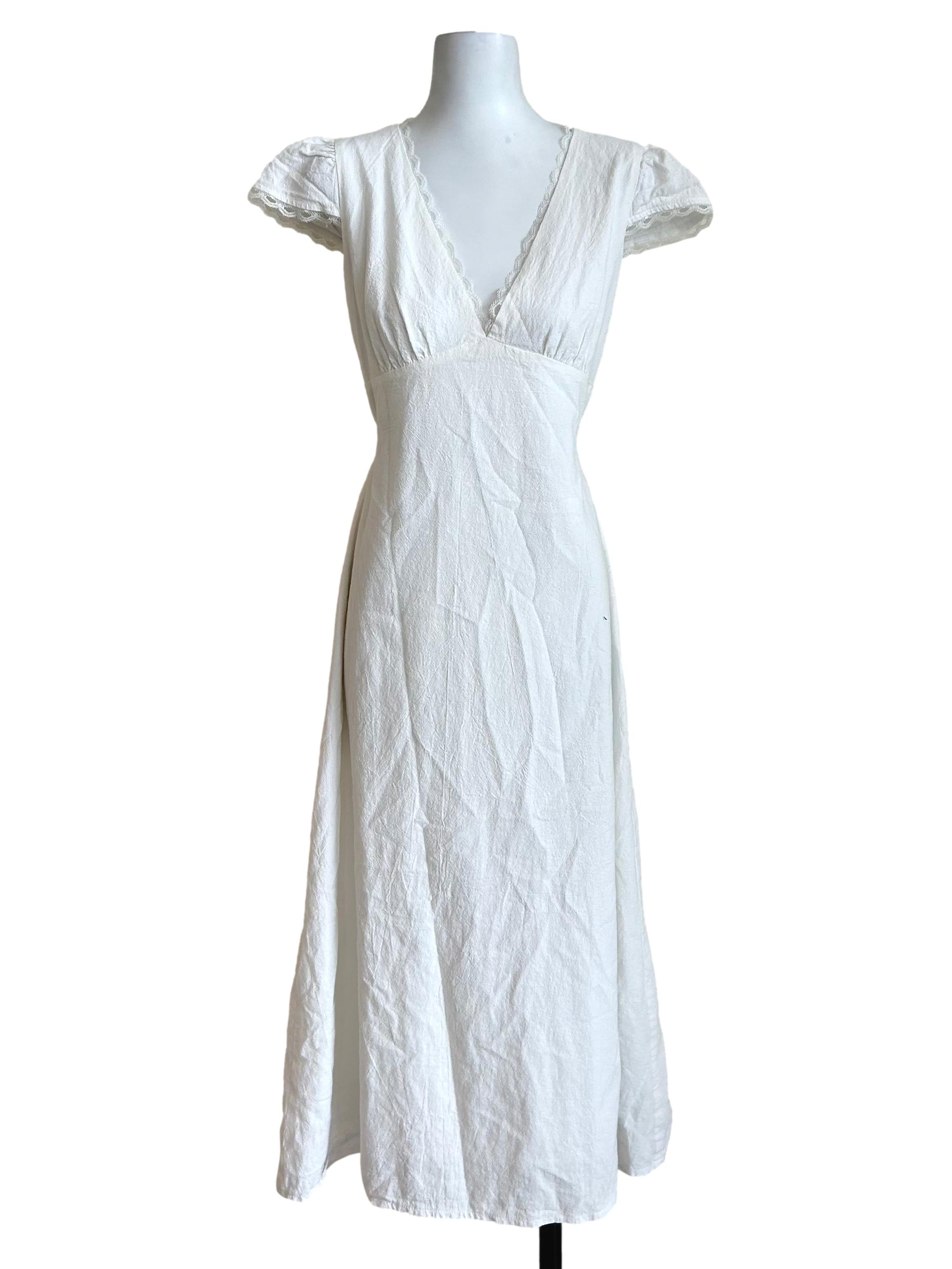 White Cap Sleeve Midi Dress