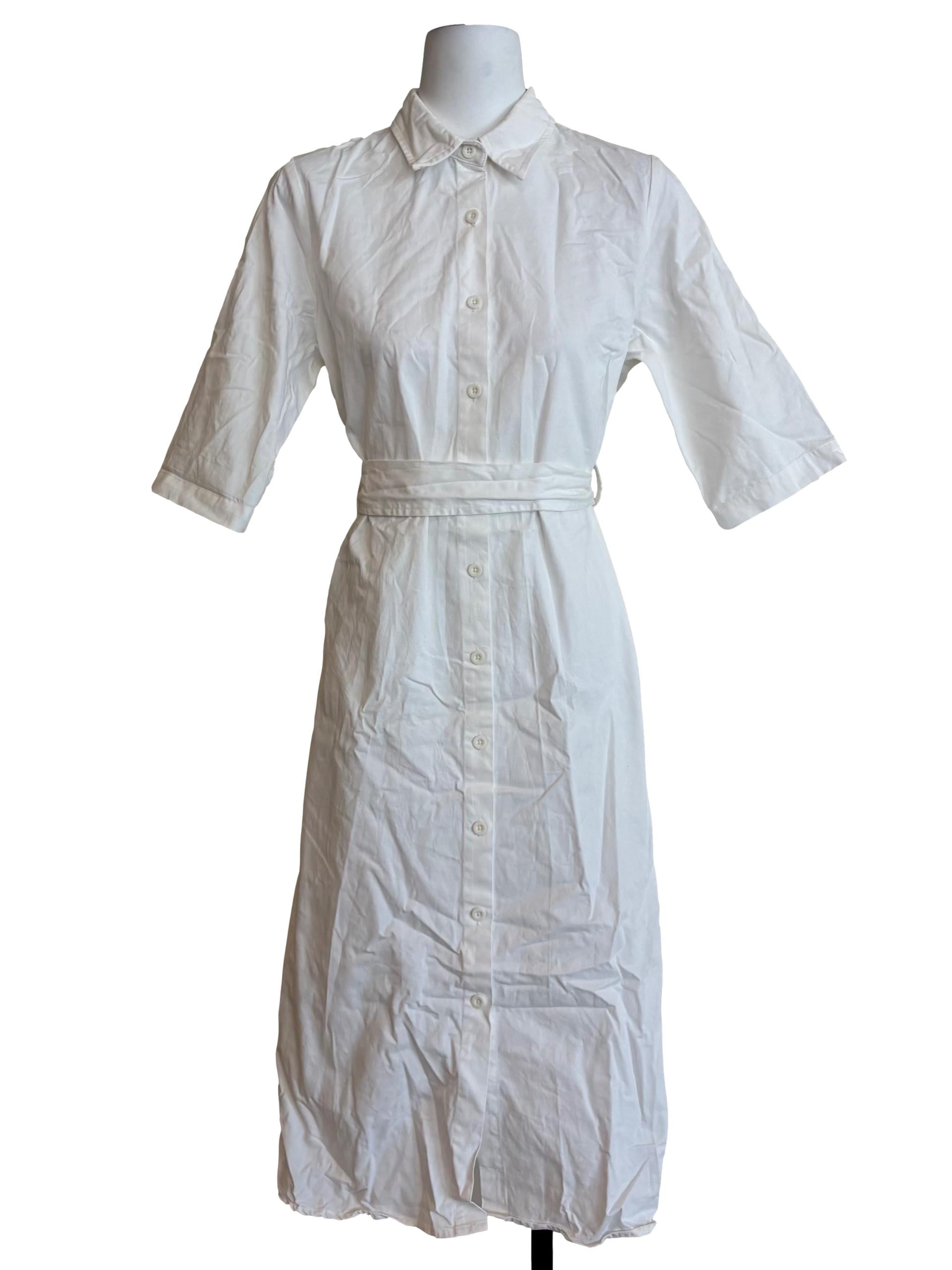 Off White Buttoned Dress