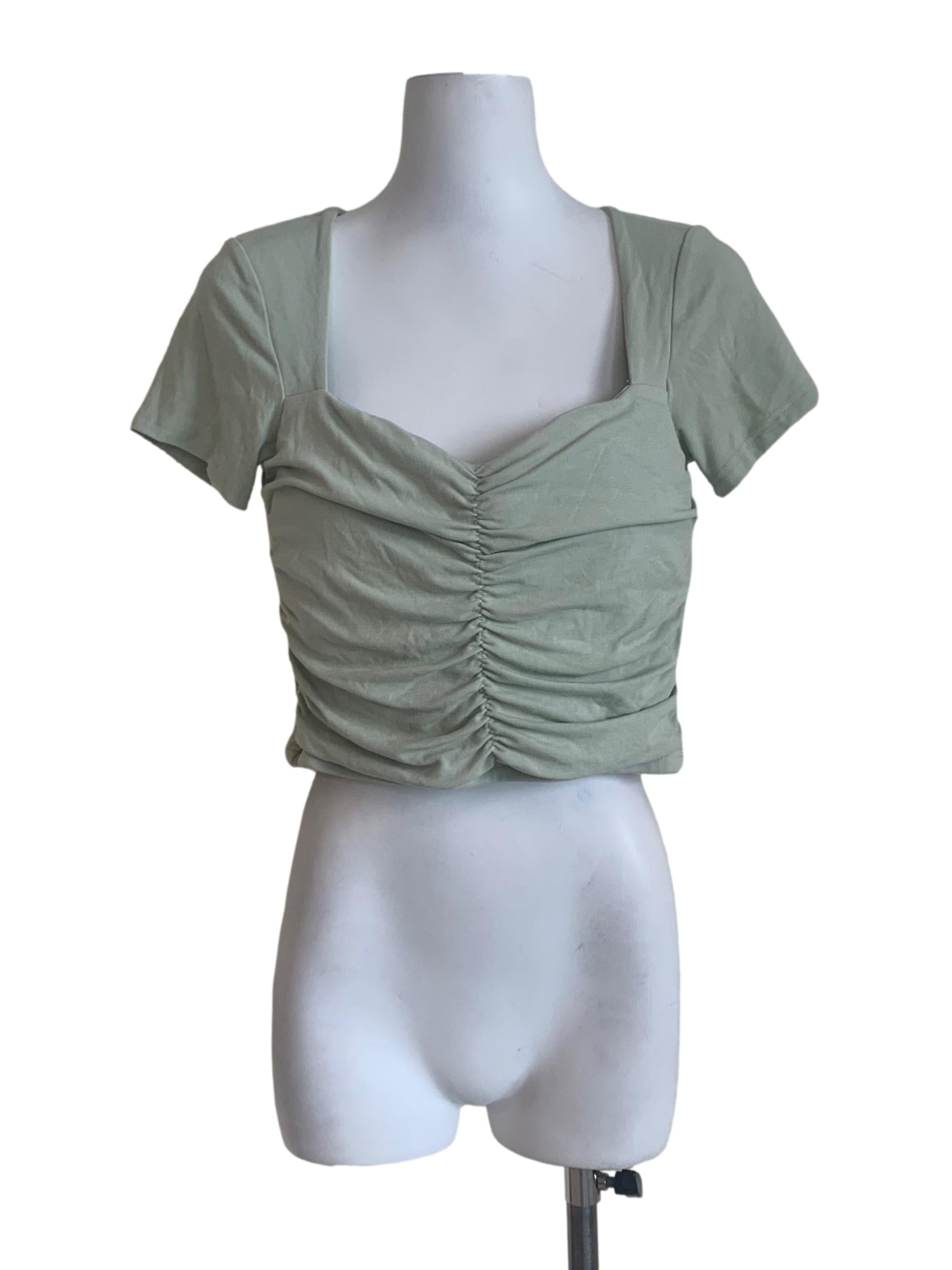 Sage Green Sweetheart Neck Top