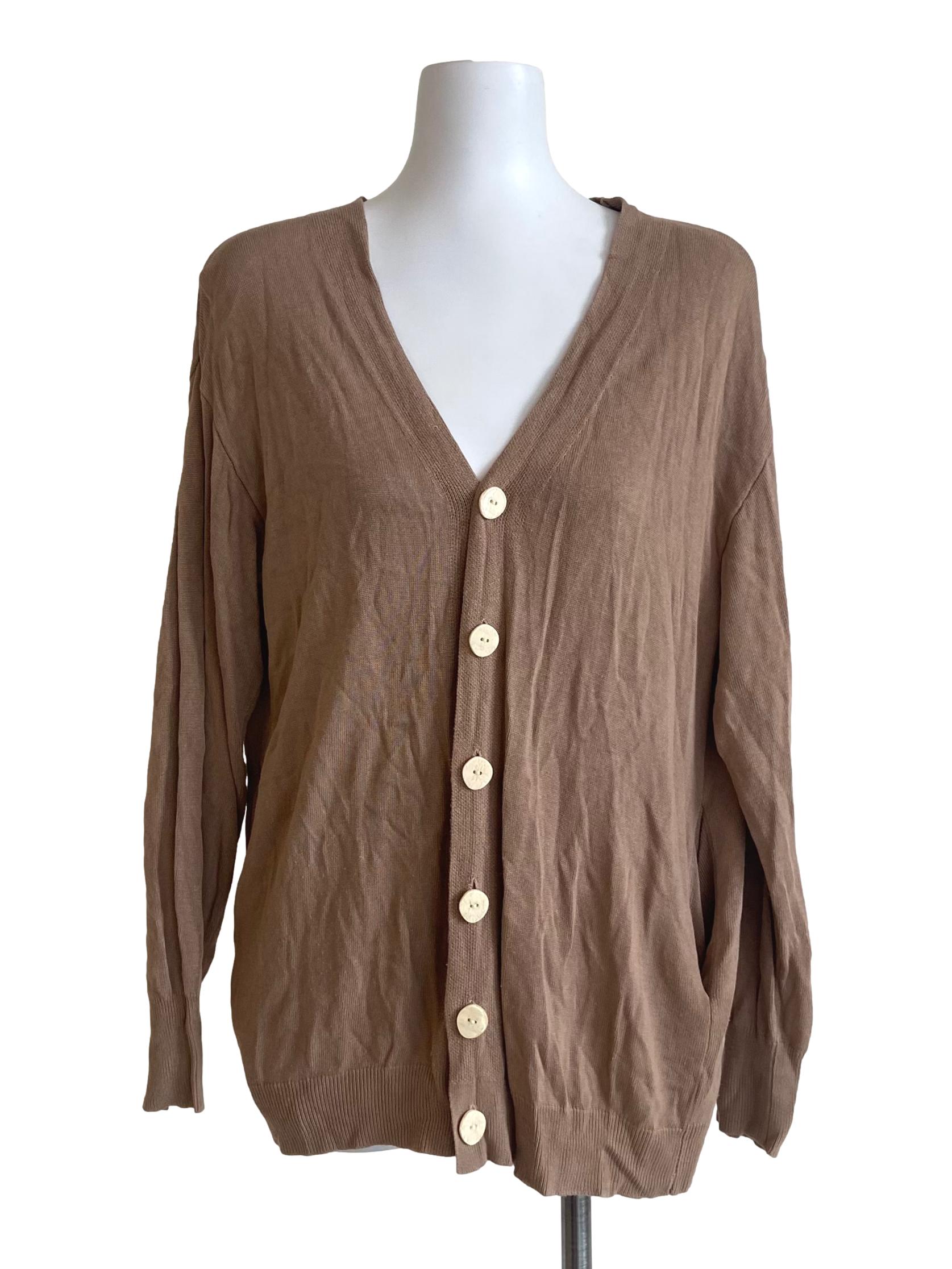 Peanut Brown Button Down Knitted Cardigan