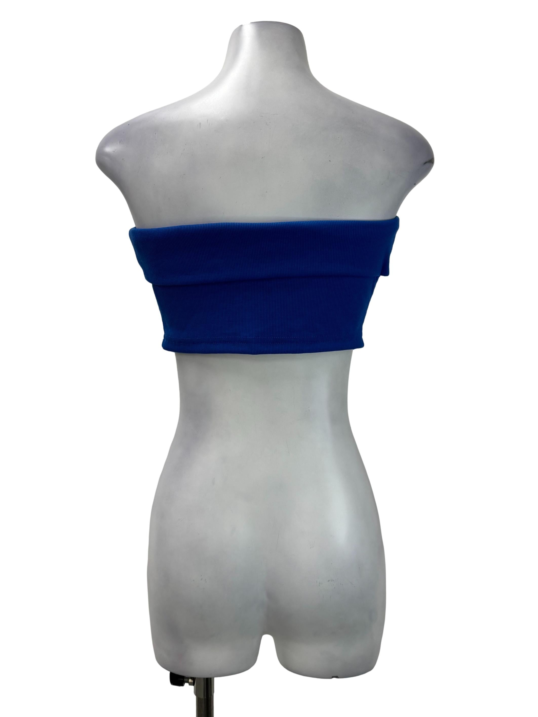 Royal Blue Ribbed Strapless Top