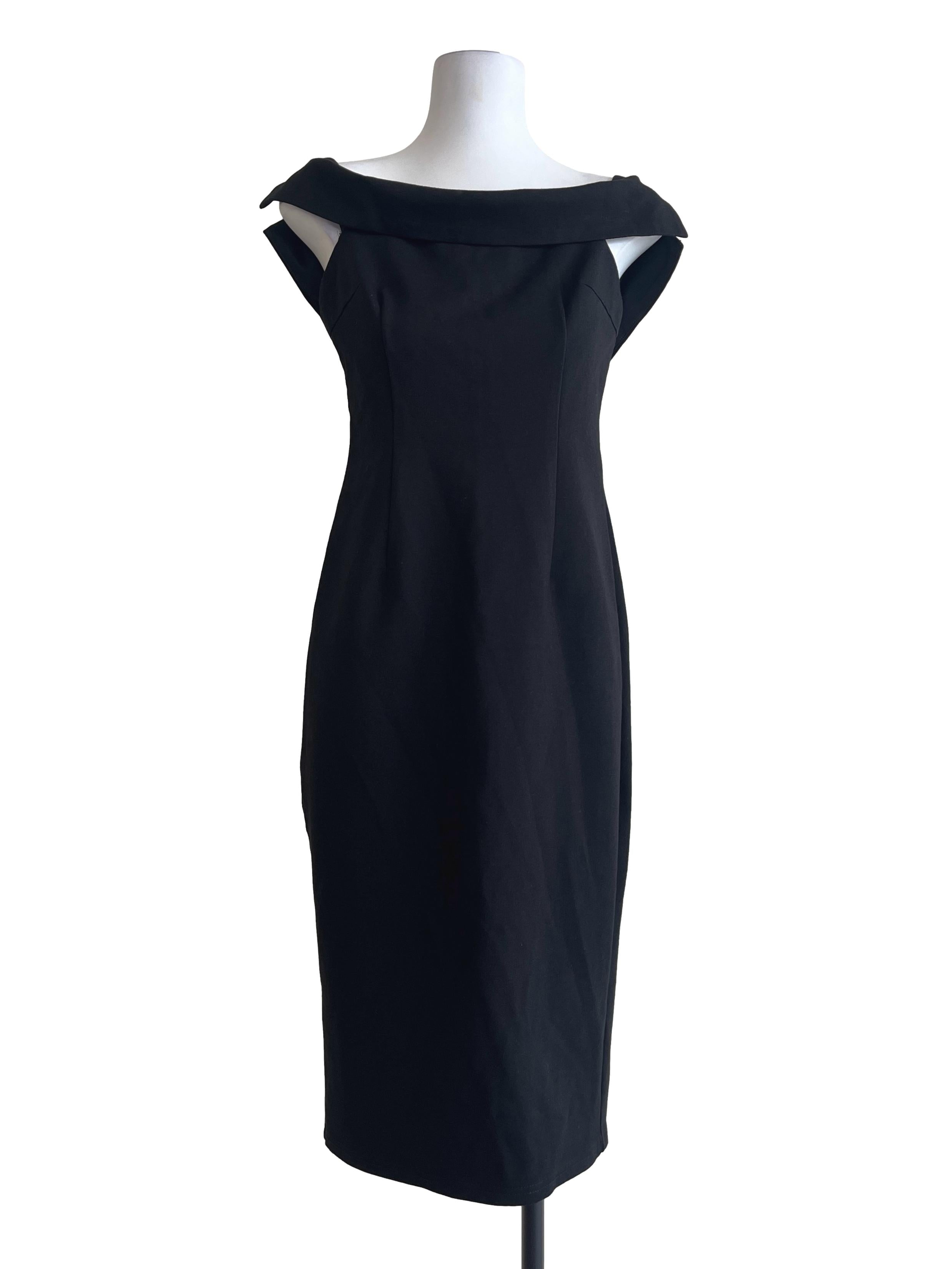 Ink Black Off Shoulder Shift Dress