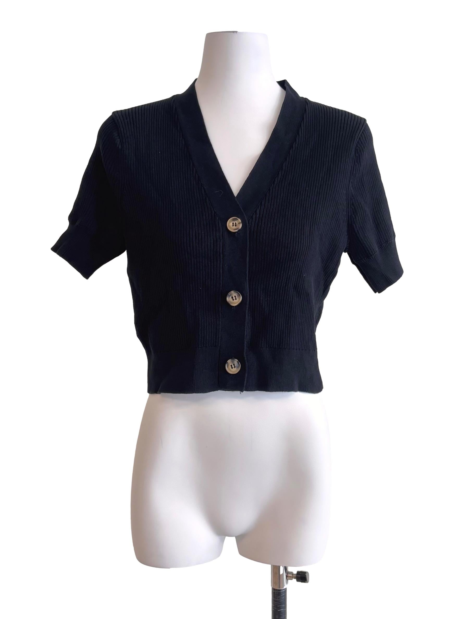 Black Button Knit Top TTR