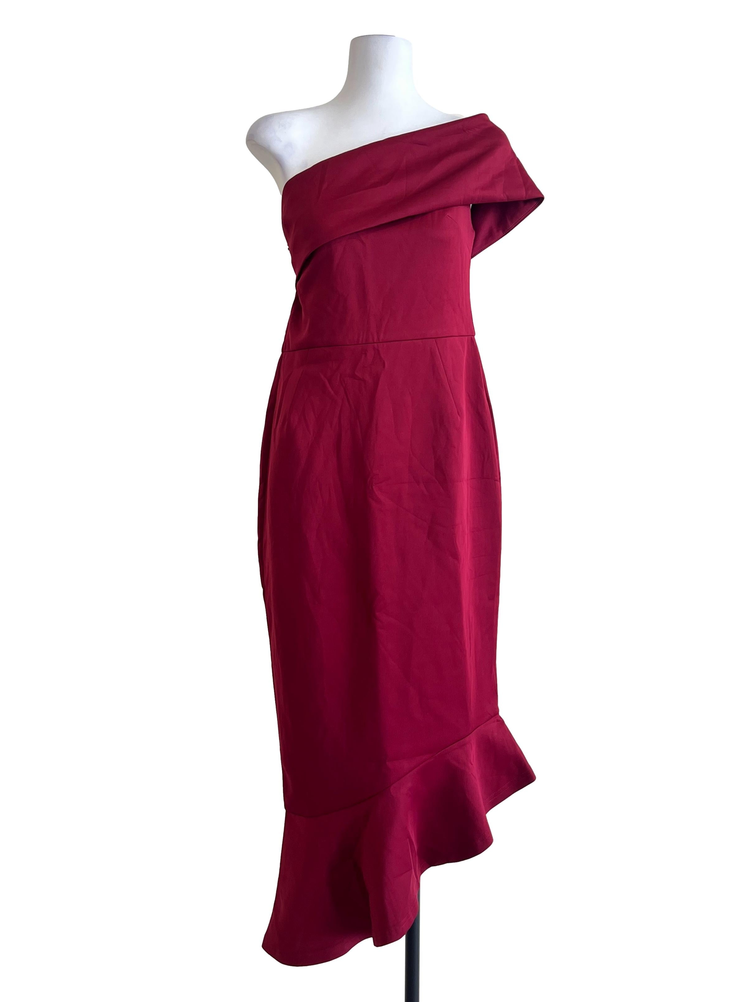 Apple Red Asymmetrical A-Line Dress