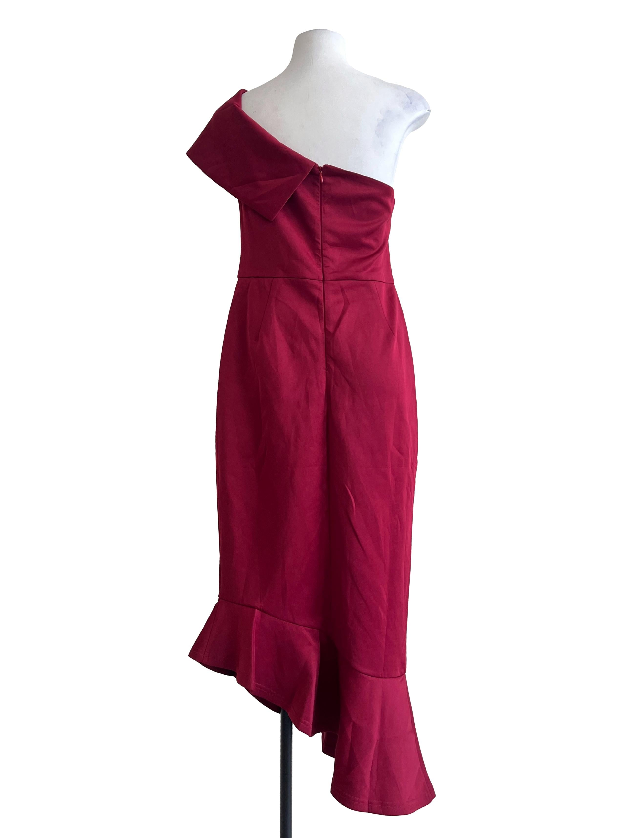 Apple Red Asymmetrical A-Line Dress