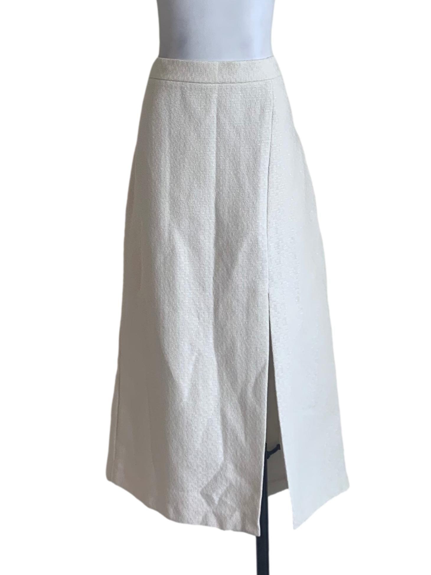 Cotton White Front Slit Skirt