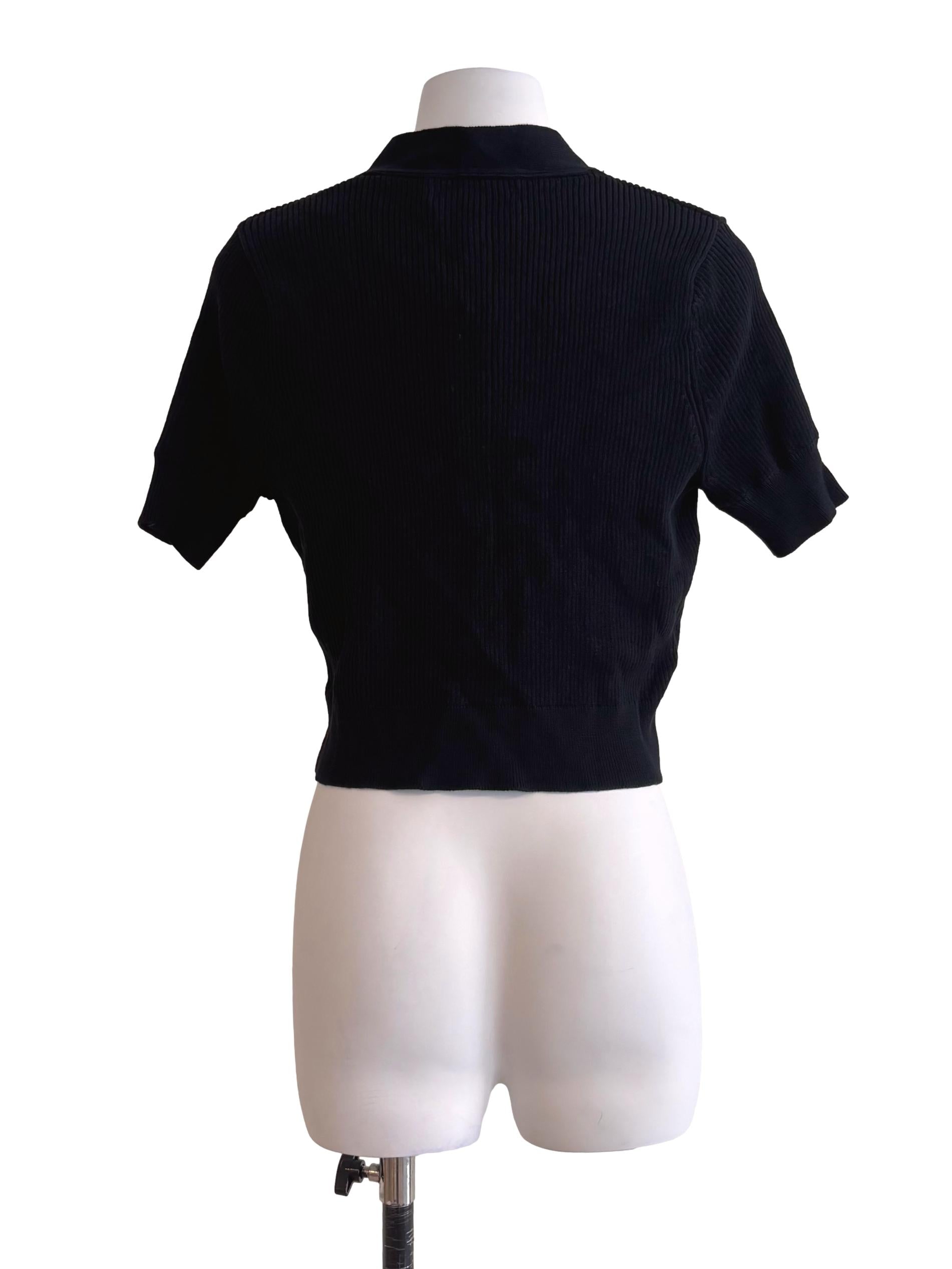 Black Button Knit Top TTR
