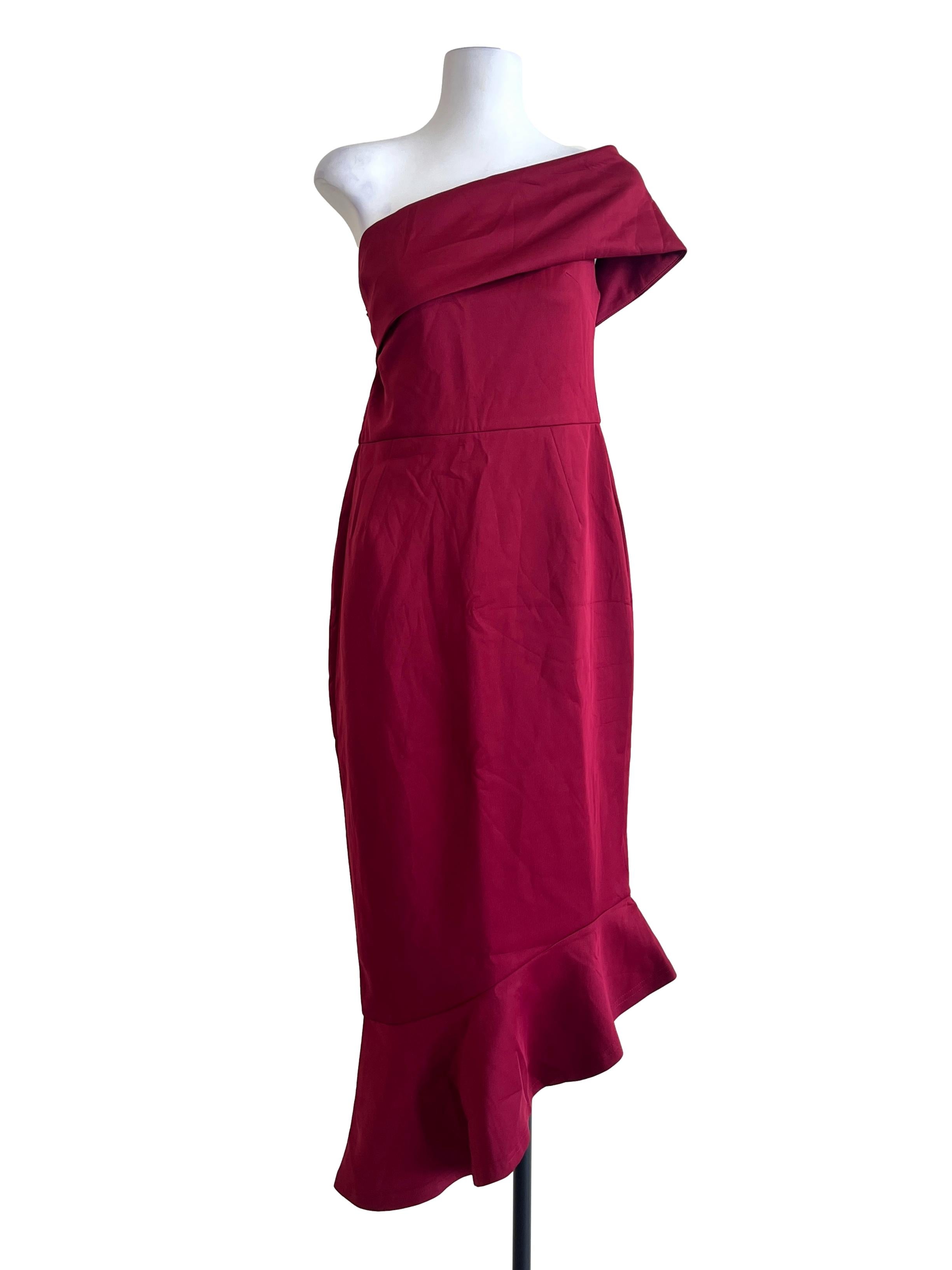 Apple Red Asymmetrical A-Line Dress