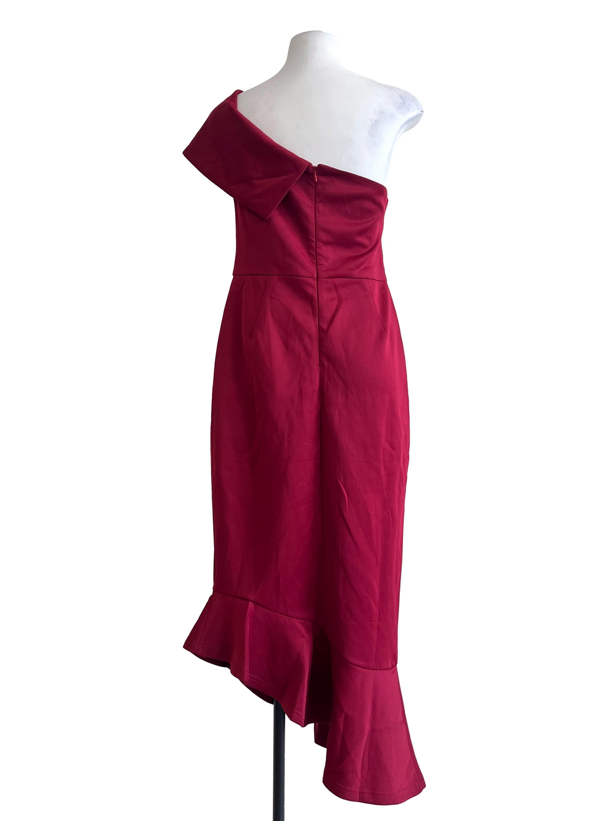 Apple Red Asymmetrical A-Line Dress