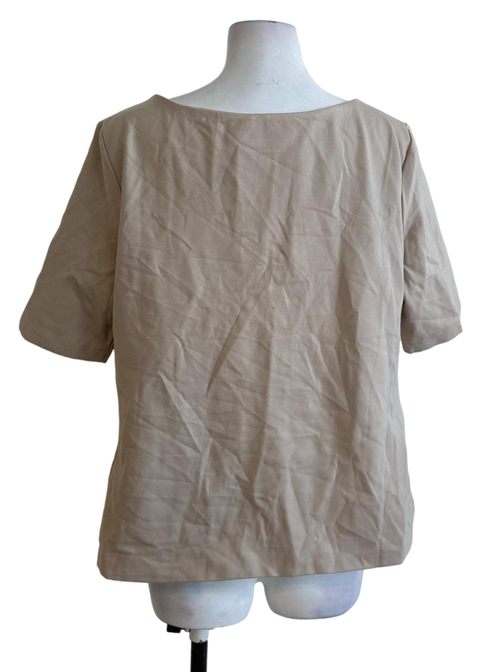 Latte Brown Square Neck Short Sleeve Top