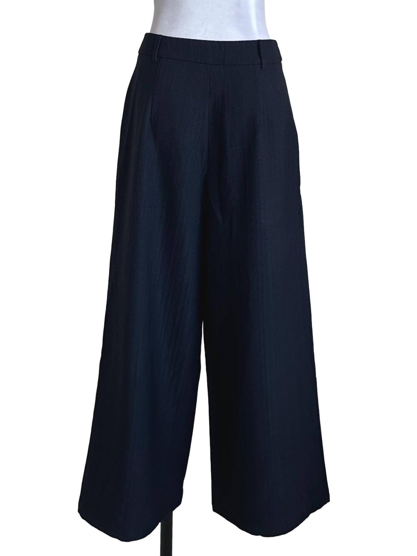 Midnight Blue Stripe Textured Pants