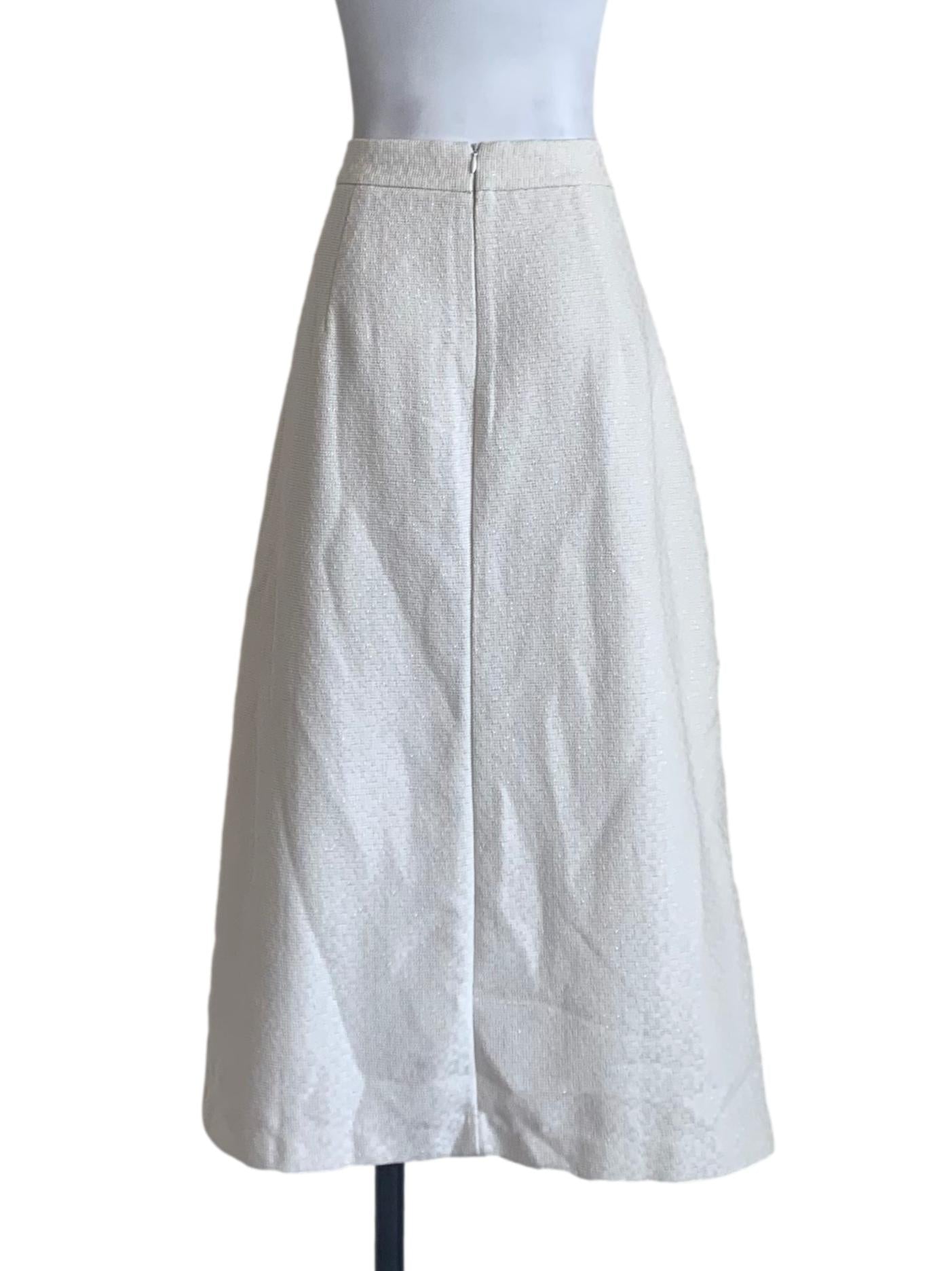 Cotton White Front Slit Skirt