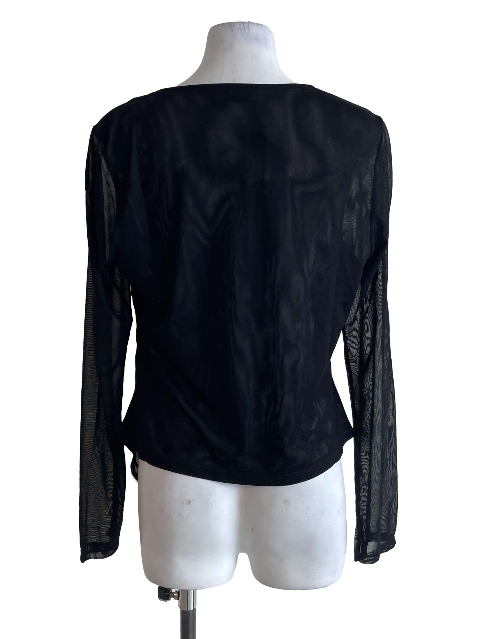 Black Ruched Mesh Top