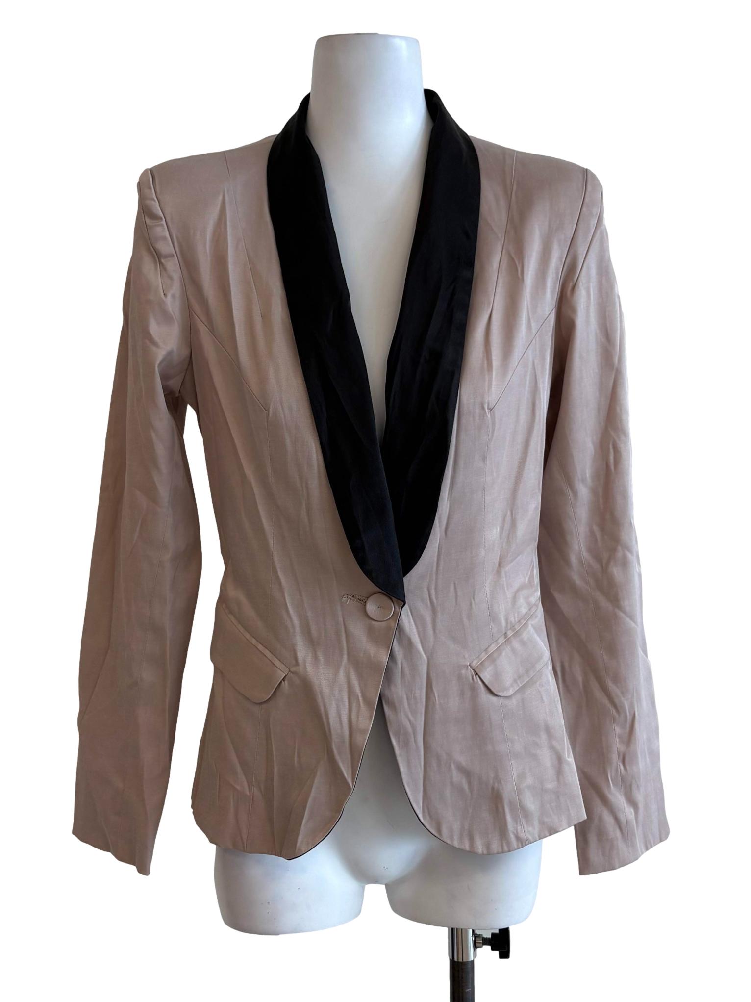 Oat Satin Fit Cutaway Blazer
