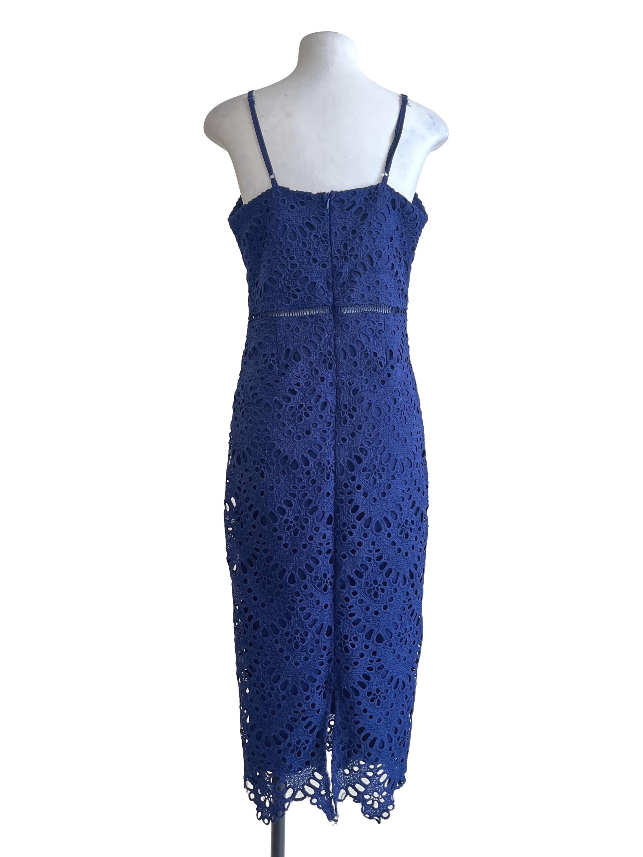 Navy Blue Sweetheart Lace A-Line Dress