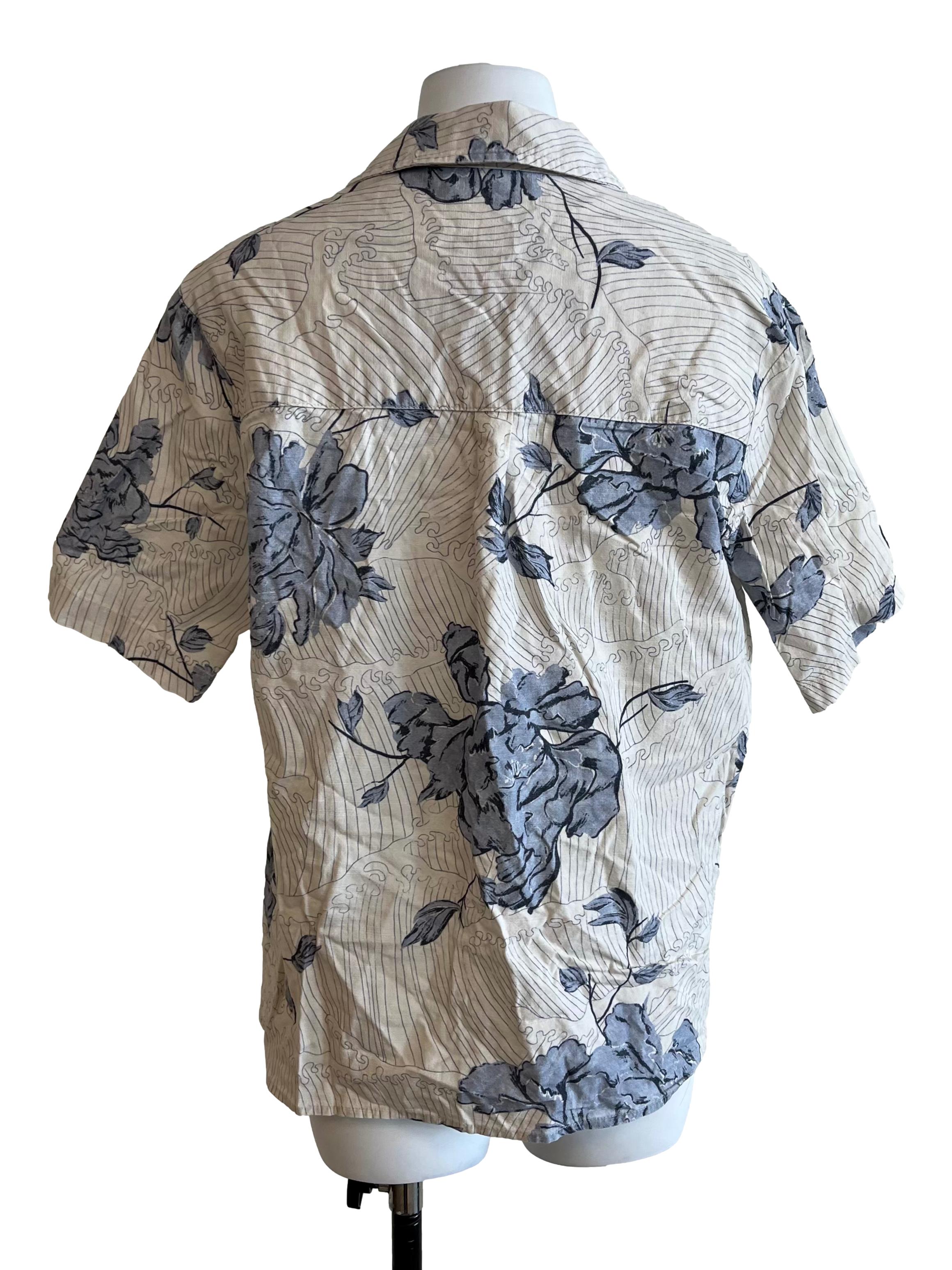 Beige Blue Abstract Shirt