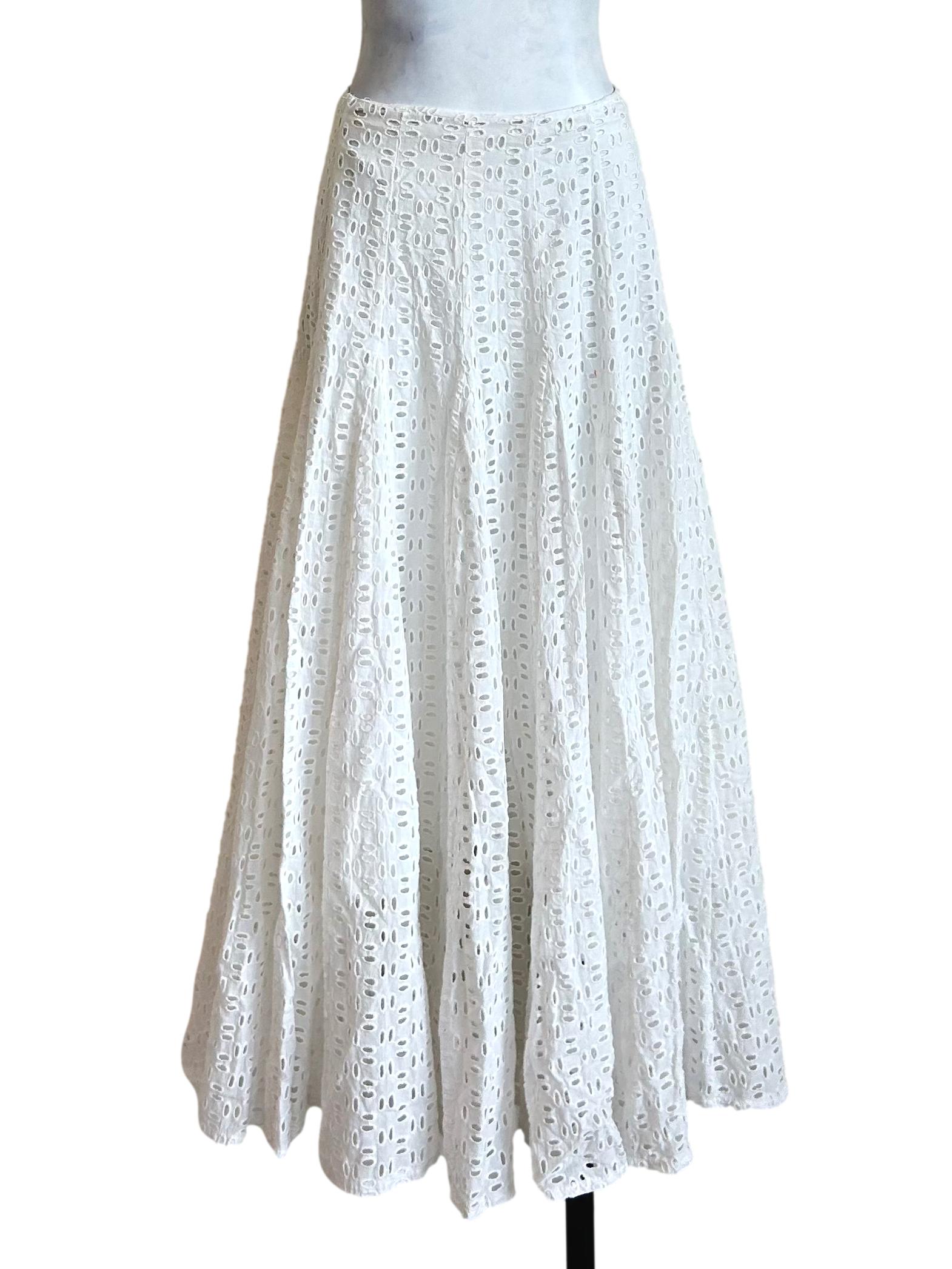 White Eyelet Cotton Maxi Skirt