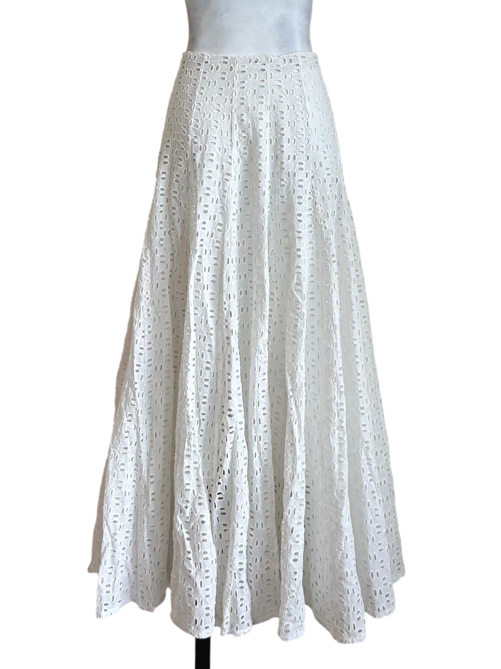 White Eyelet Cotton Maxi Skirt