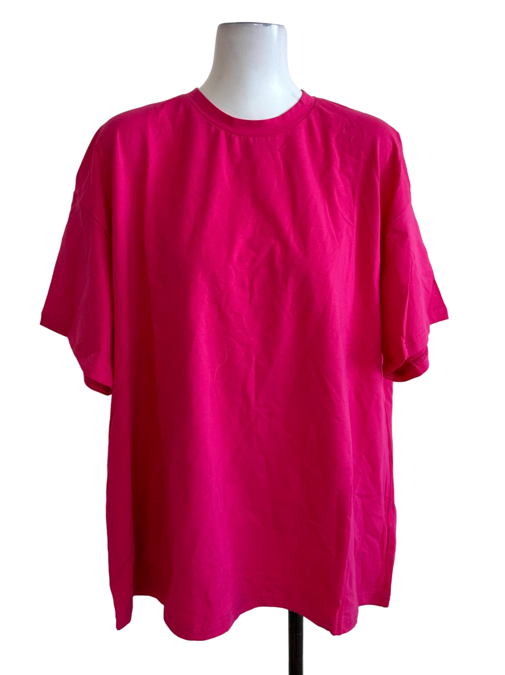 Fuschia Pink Round Neck Tee Top