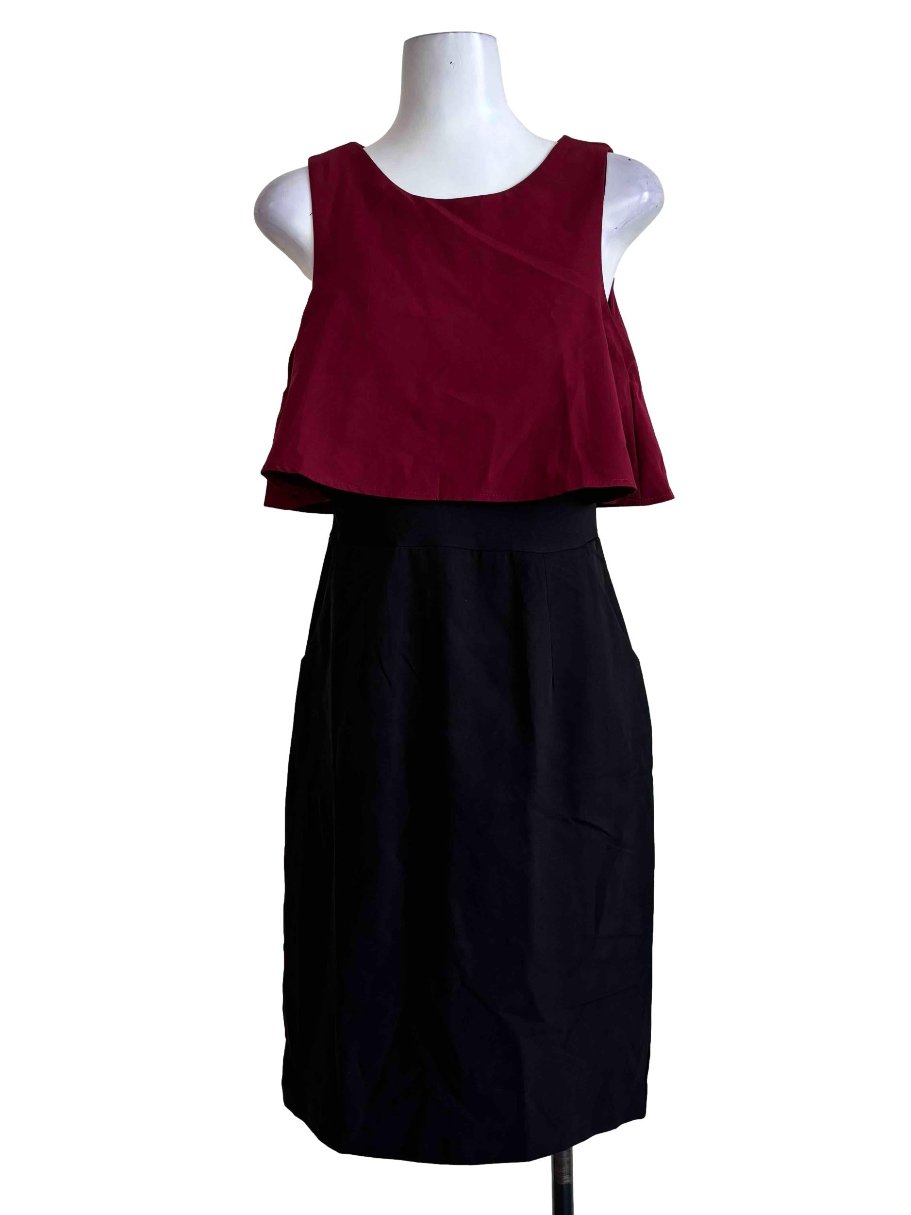 Soft Black Wine Red Pencil Dress