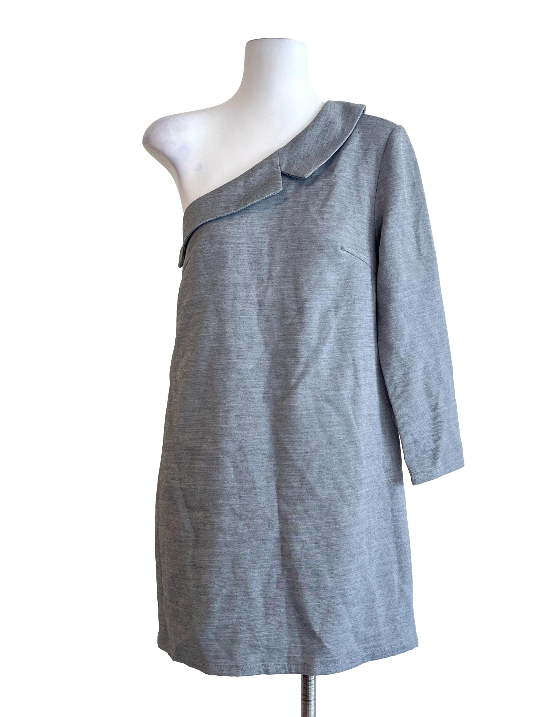 Silver Grey Asymmetrical Shift Dress
