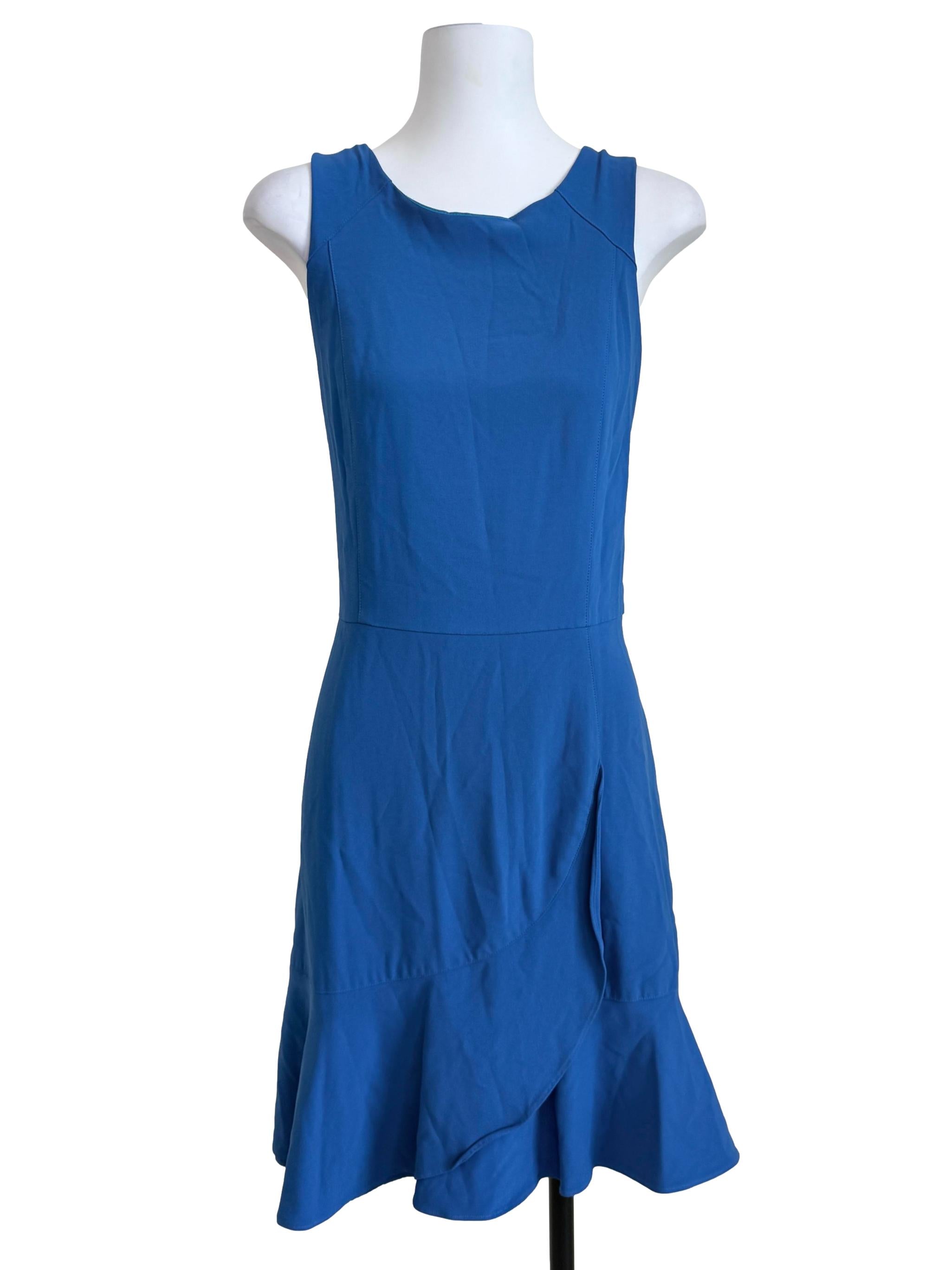 Lapis Blue Flared Hem Dress