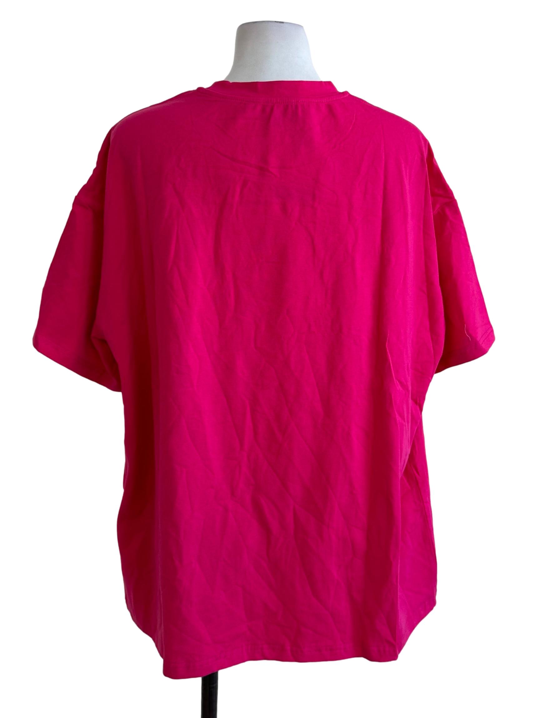 Fuschia Pink Round Neck Tee Top