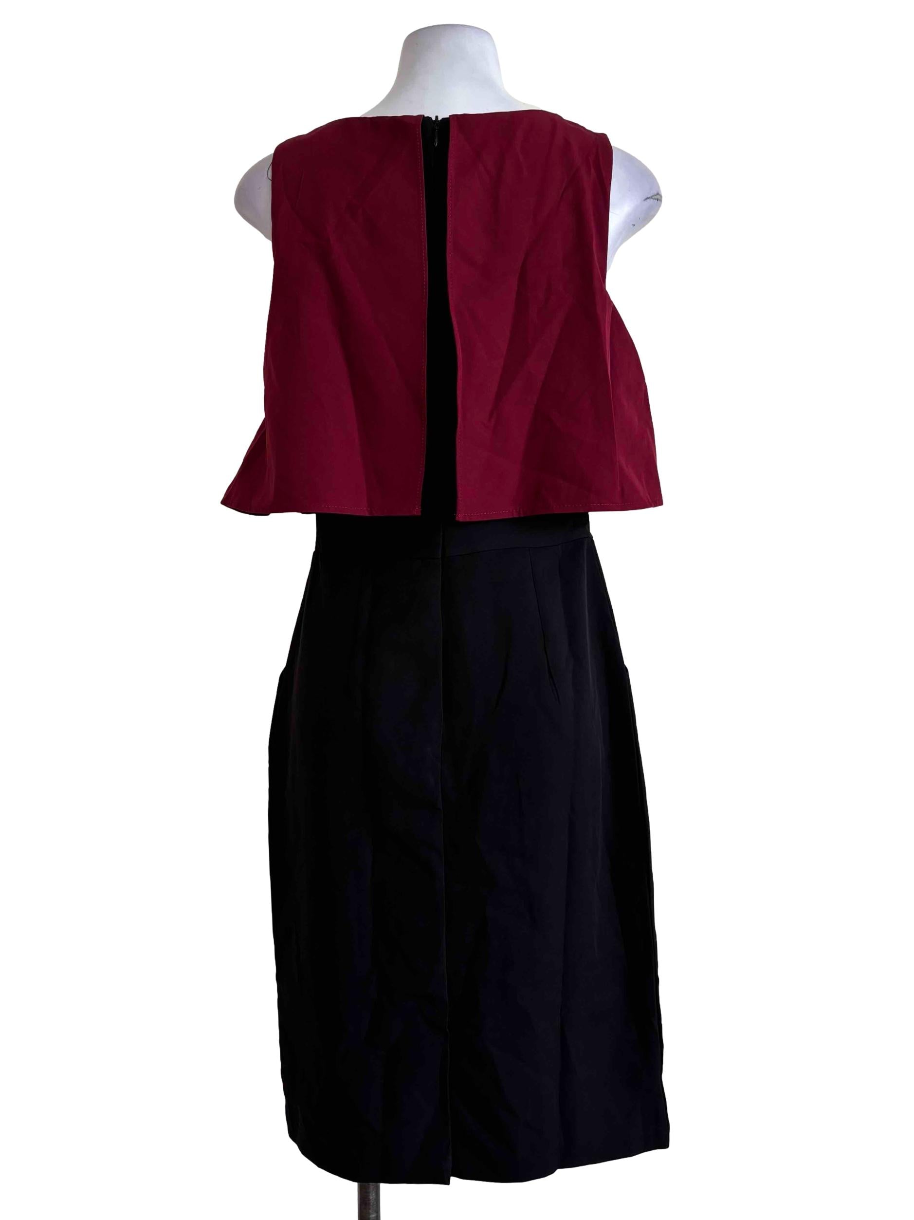 Soft Black Wine Red Pencil Dress