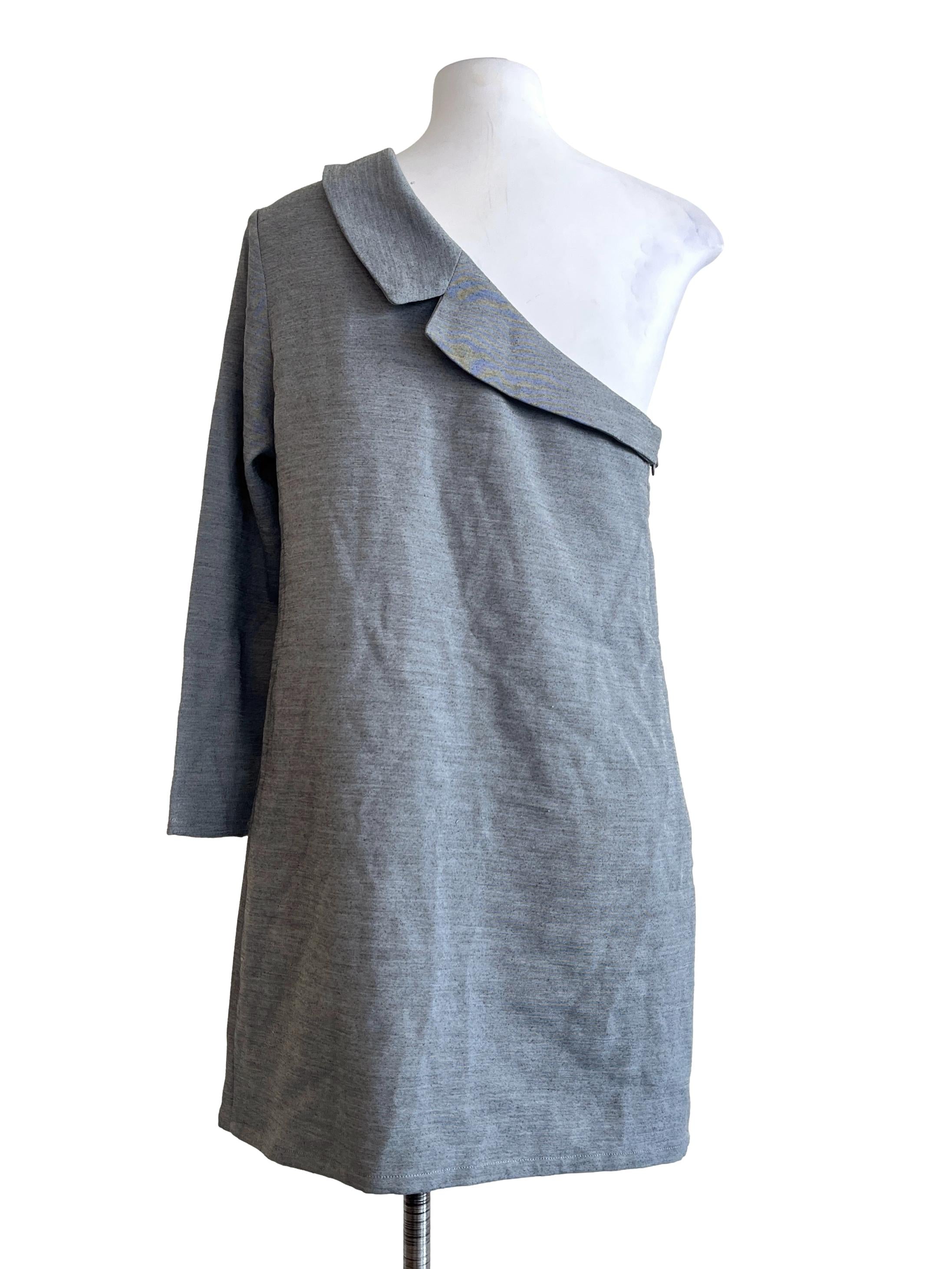 Silver Grey Asymmetrical Shift Dress