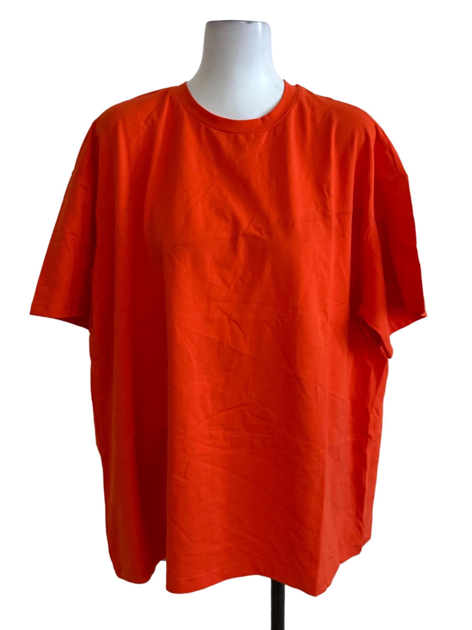 Fire Orange Round Neck Tee Top