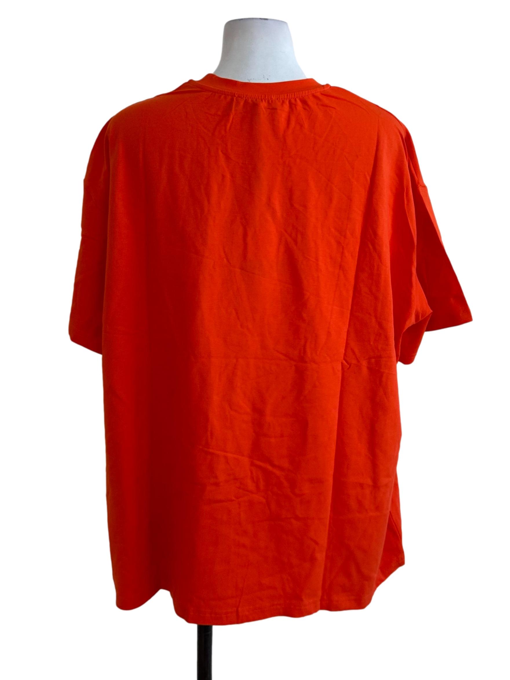 Fire Orange Round Neck Tee Top