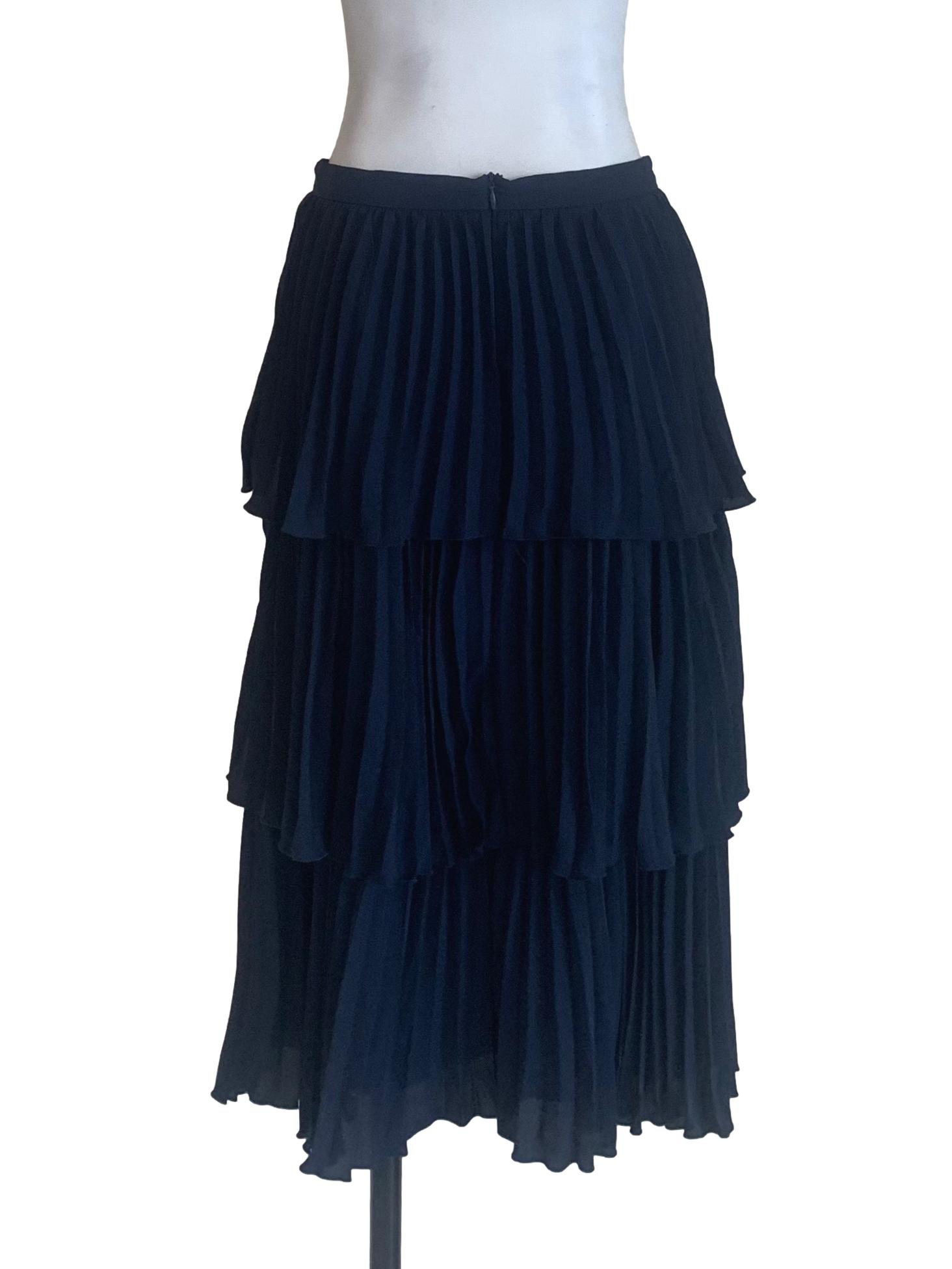 Berry Blue Pleated Tiered Skirt