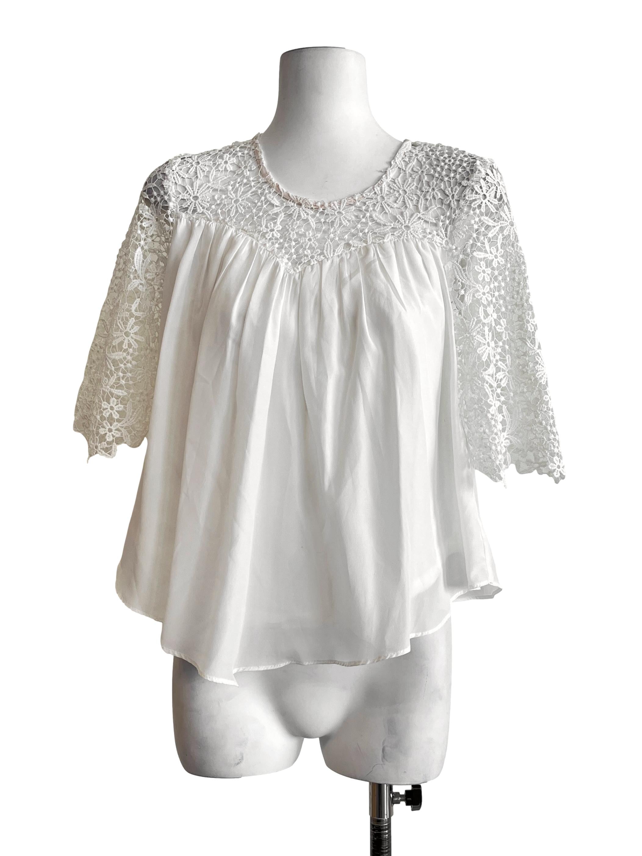 Daisy White Quarter Sleeve Top