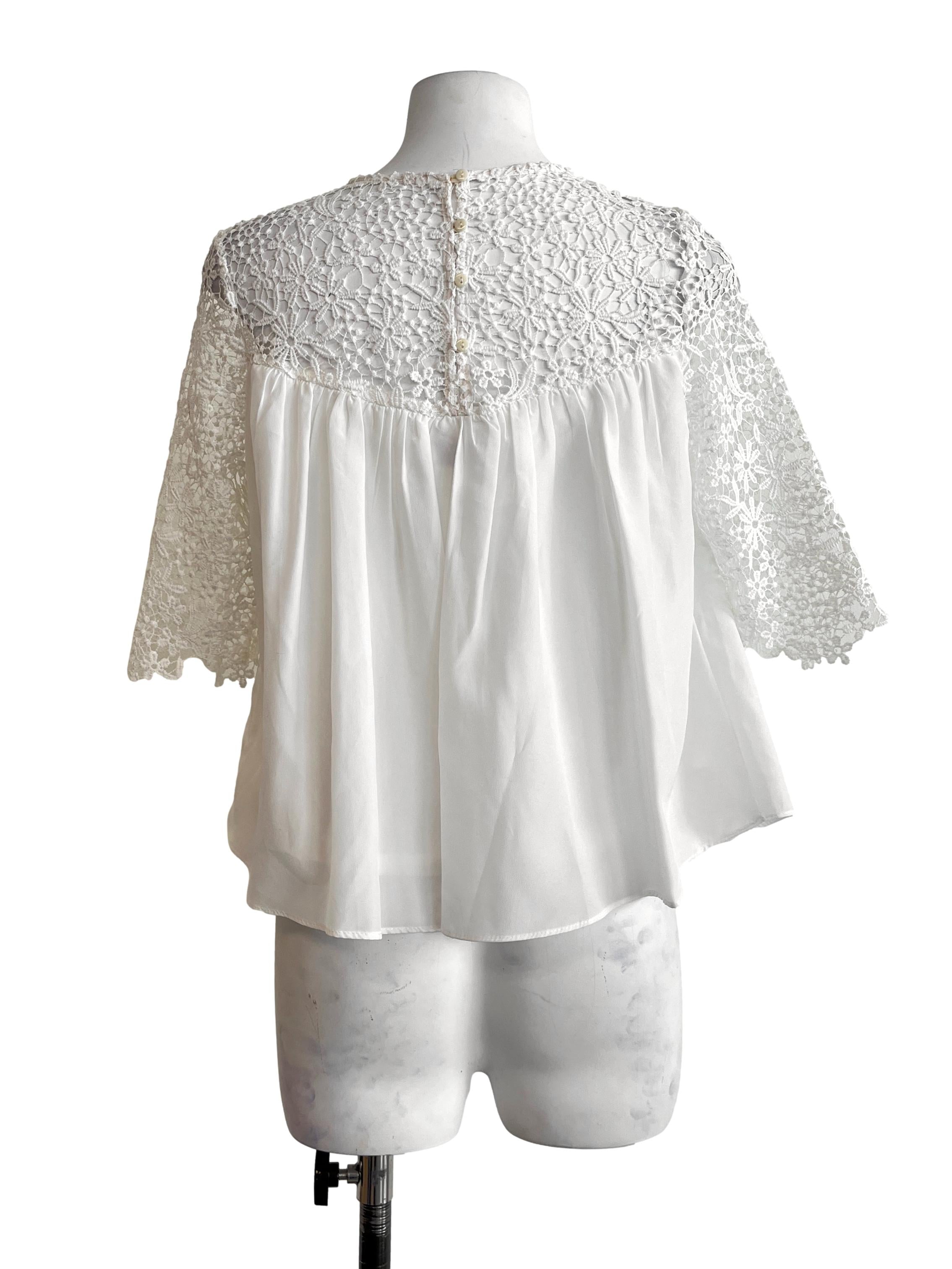 Daisy White Quarter Sleeve Top