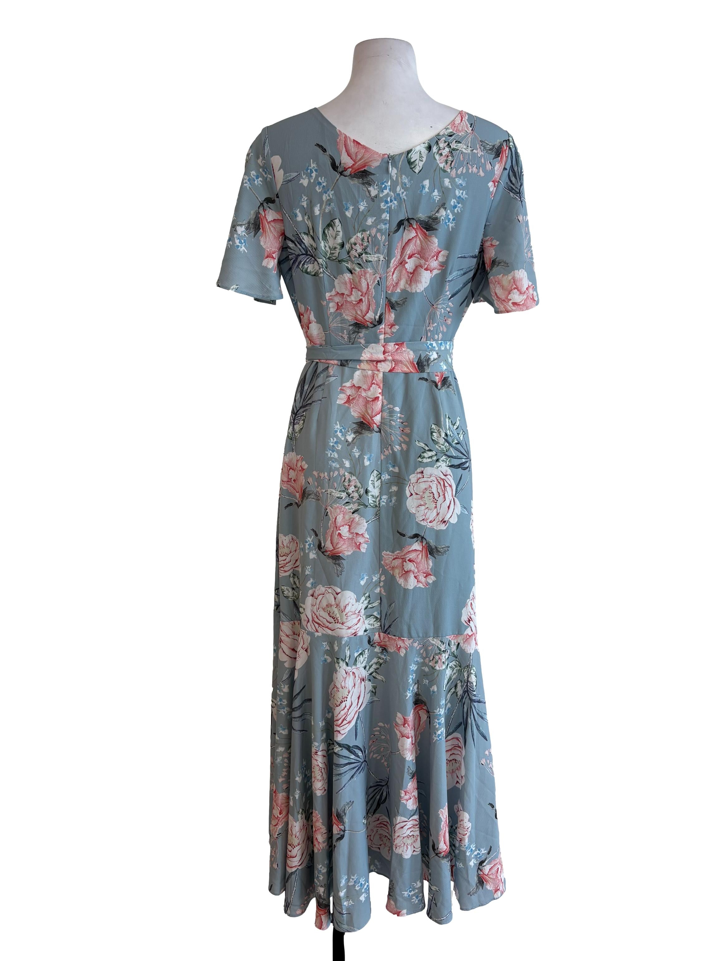 Pistachio Green Floral Slit Dress