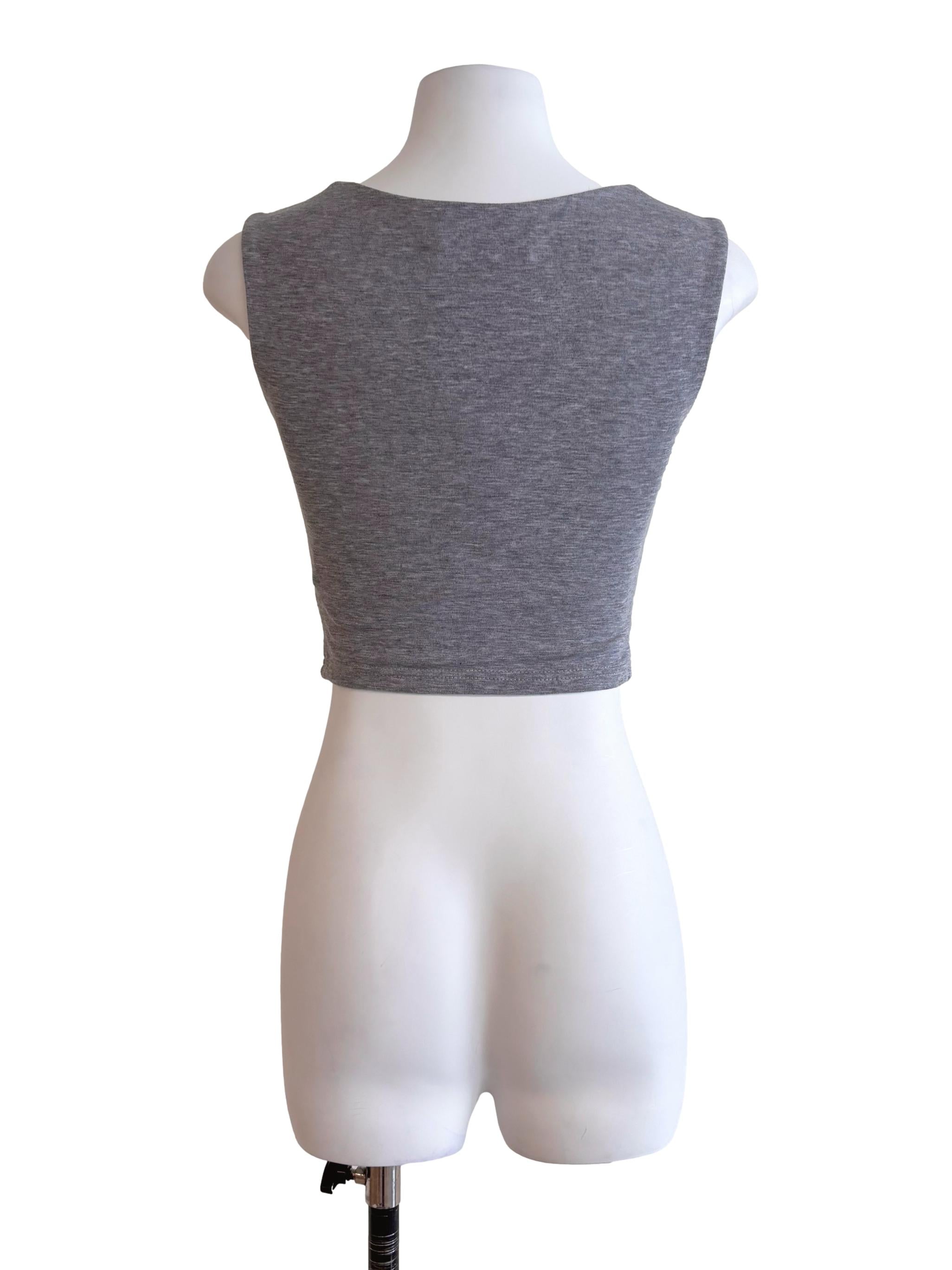 Grey Square Neck Crop Top