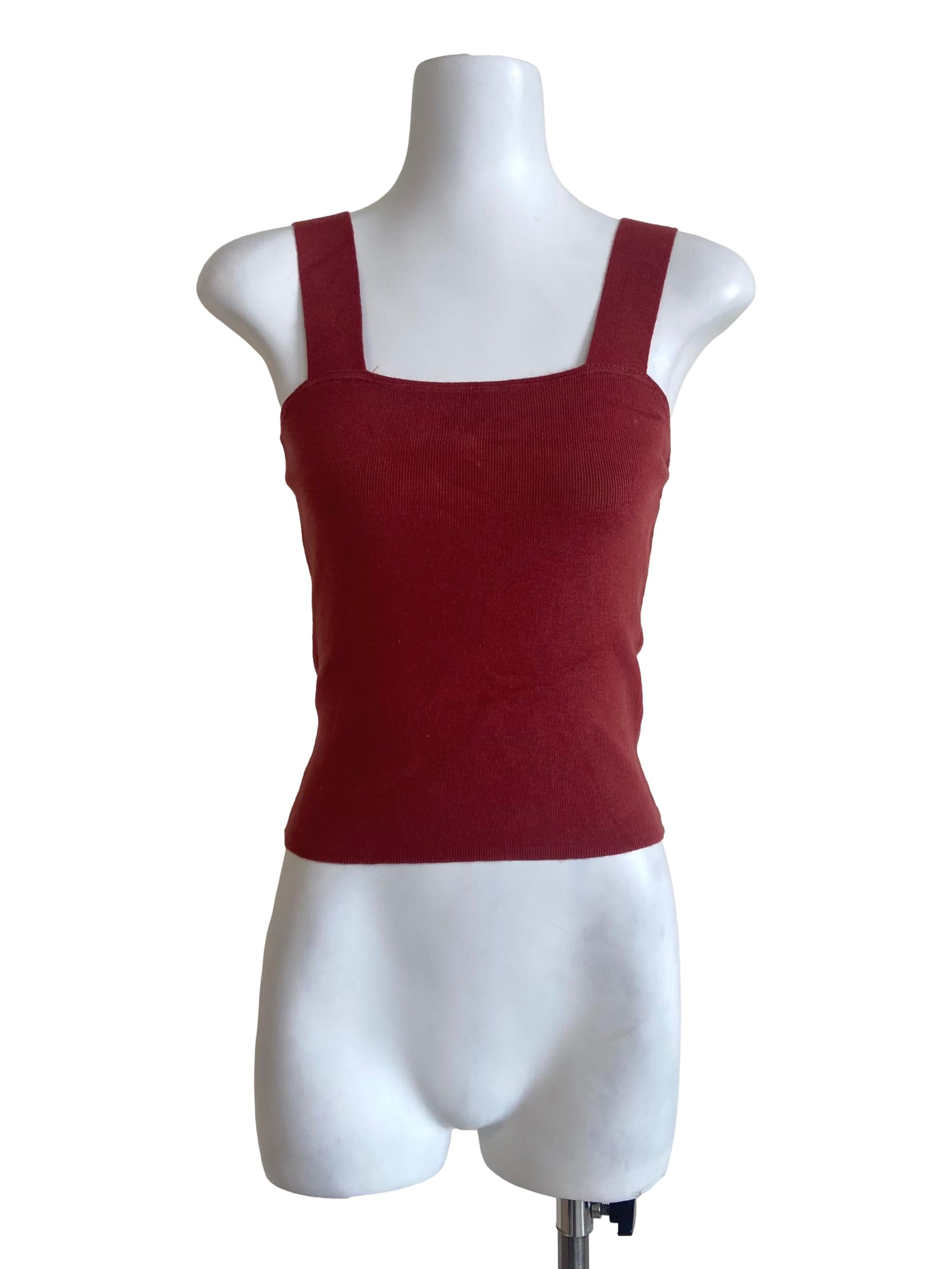 Blush Red Sleeveless Pencil Stripe Top