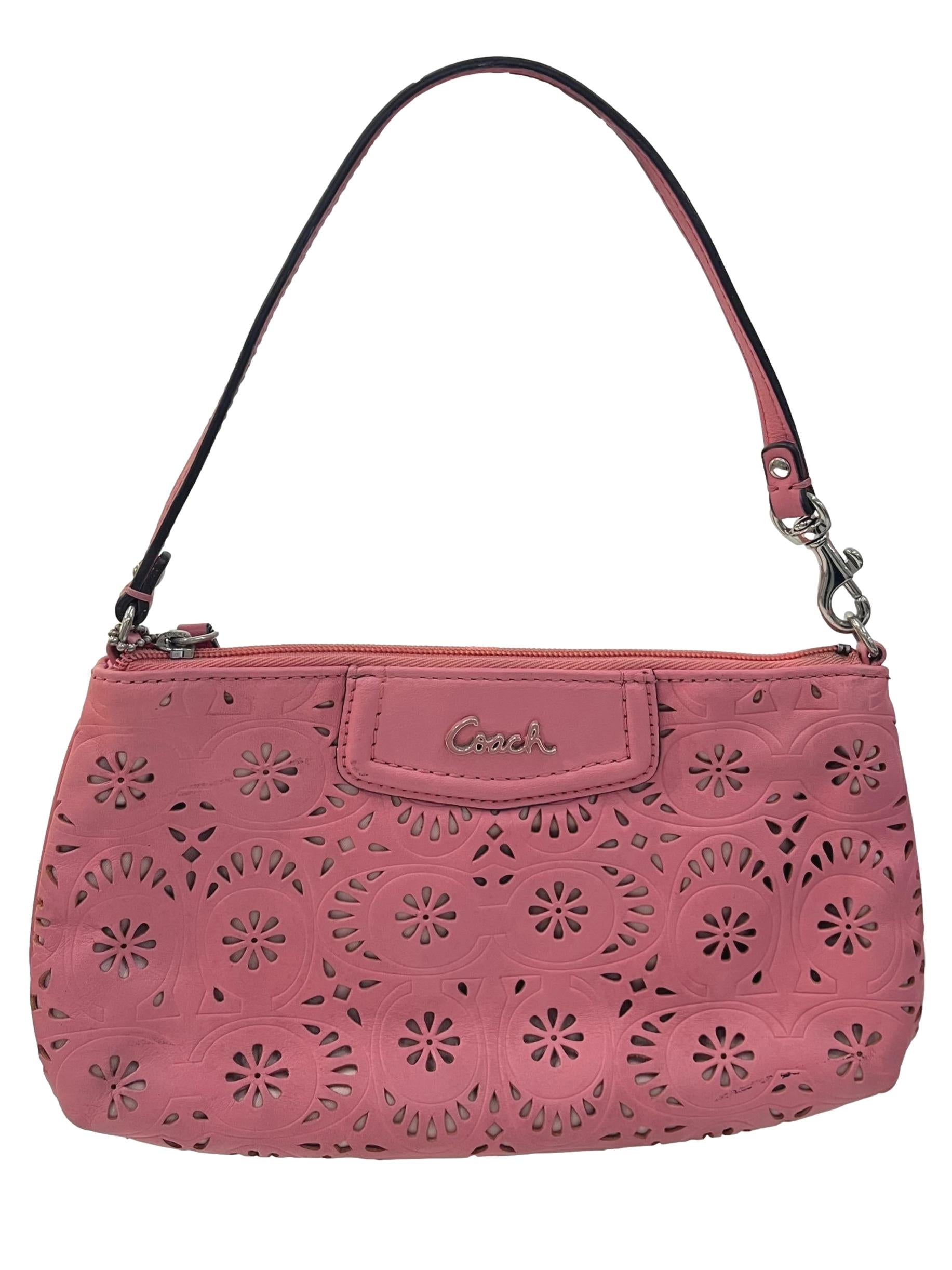 Vintage Pink Ashley Lace Leather Large Wristlet