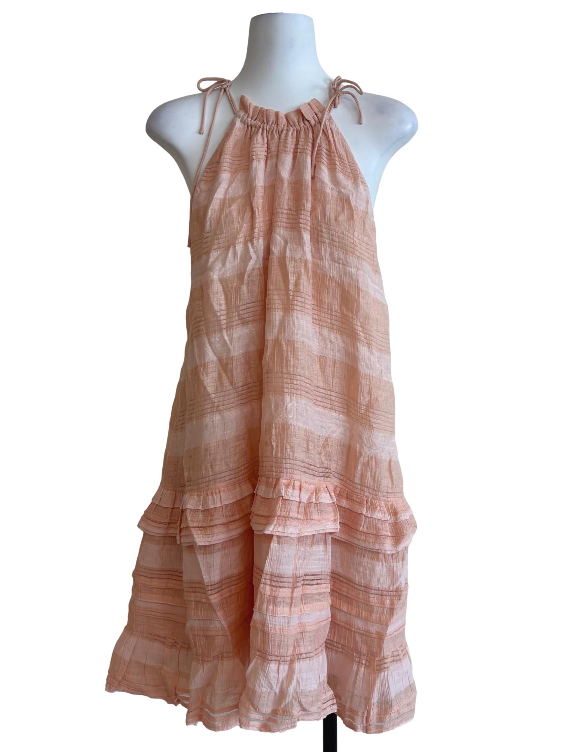 Peach Stripes Layered Dress