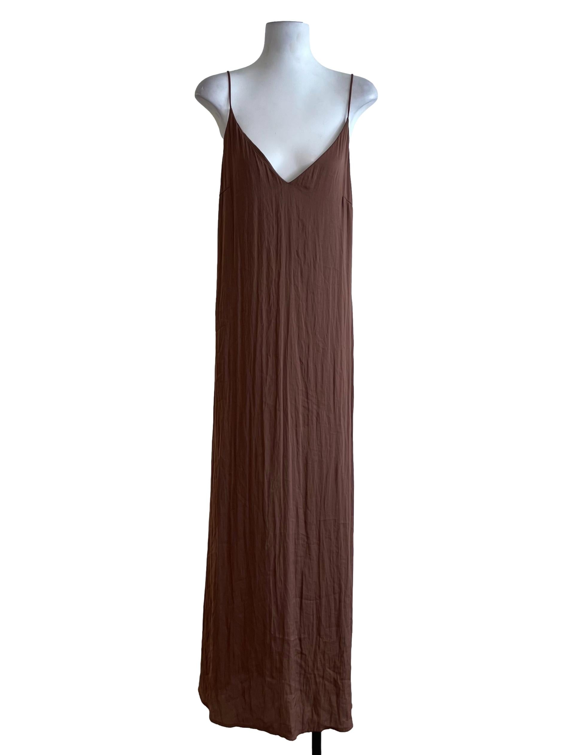 Caramel Brown Spaghetti Strap Sheath Dress