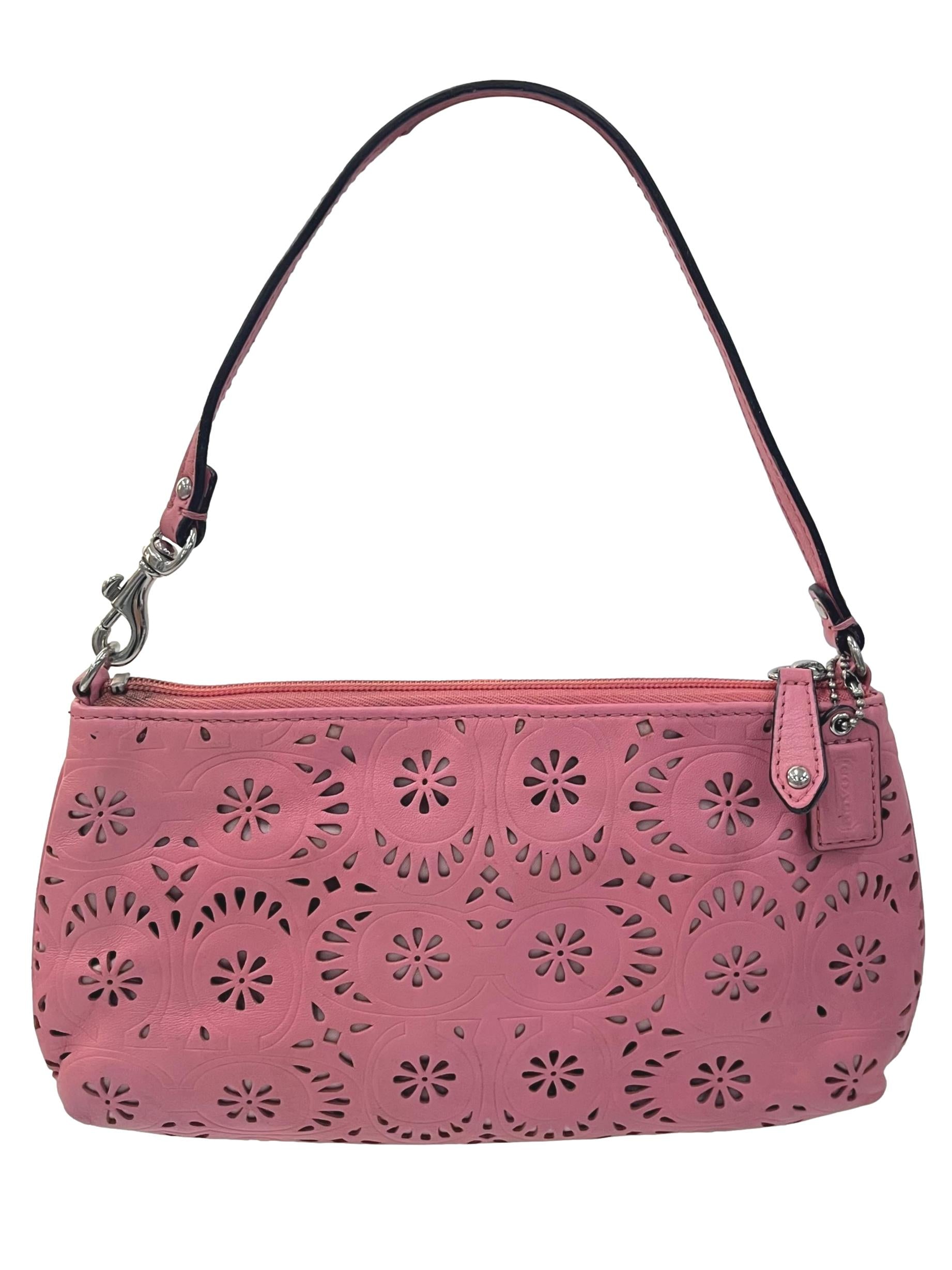 Vintage Pink Ashley Lace Leather Large Wristlet