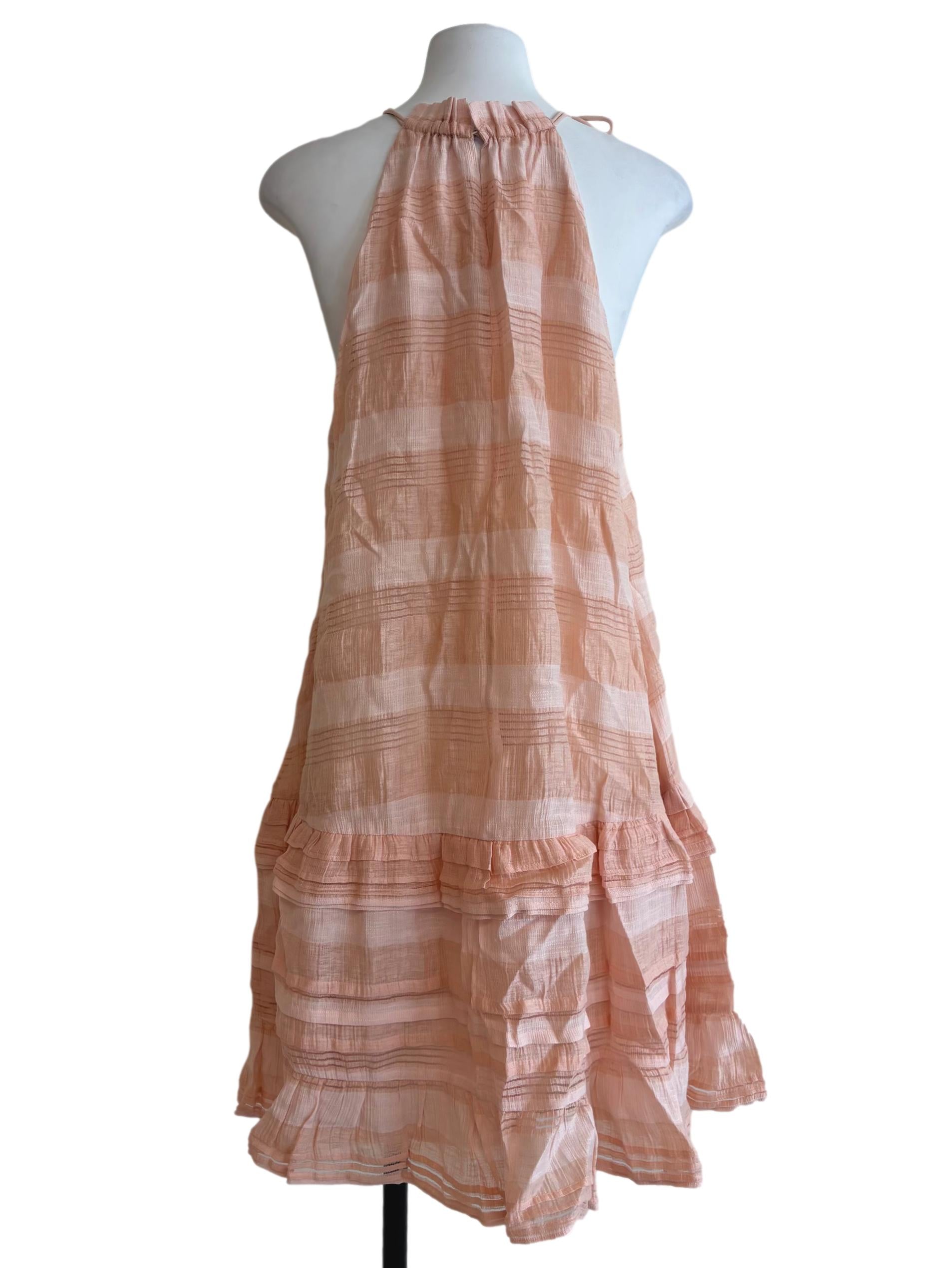 Peach Stripes Layered Dress