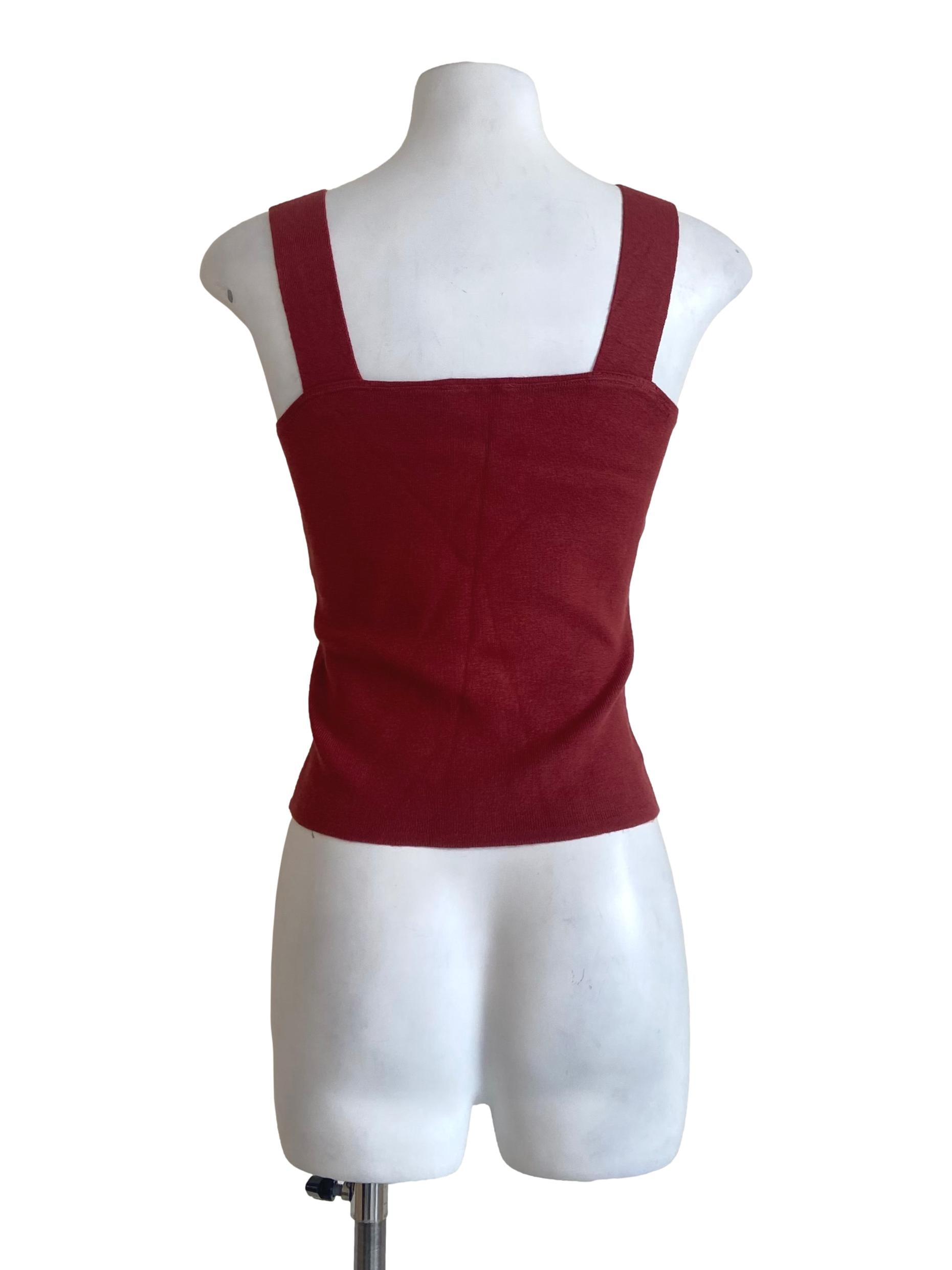 Blush Red Sleeveless Pencil Stripe Top