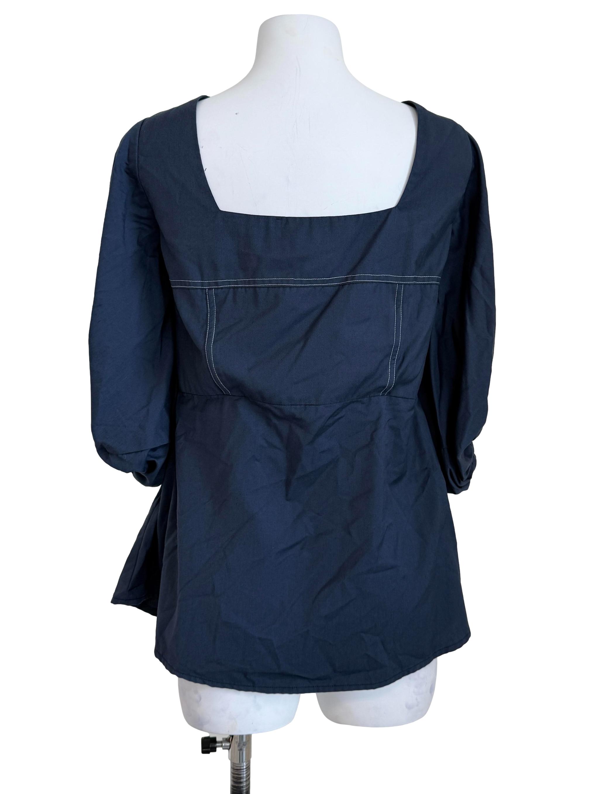 Denim Blue Square Neck Top