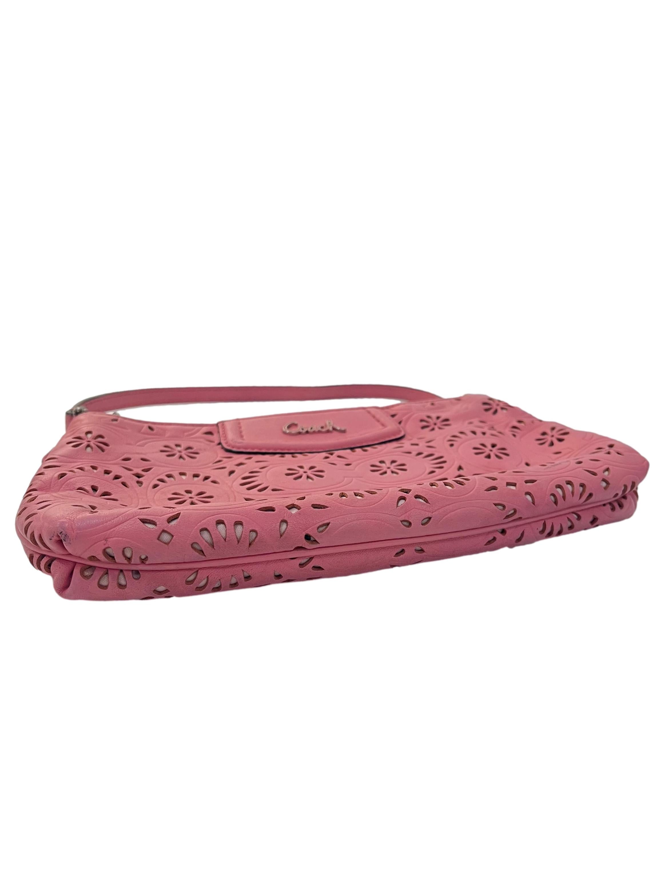 Vintage Pink Ashley Lace Leather Large Wristlet