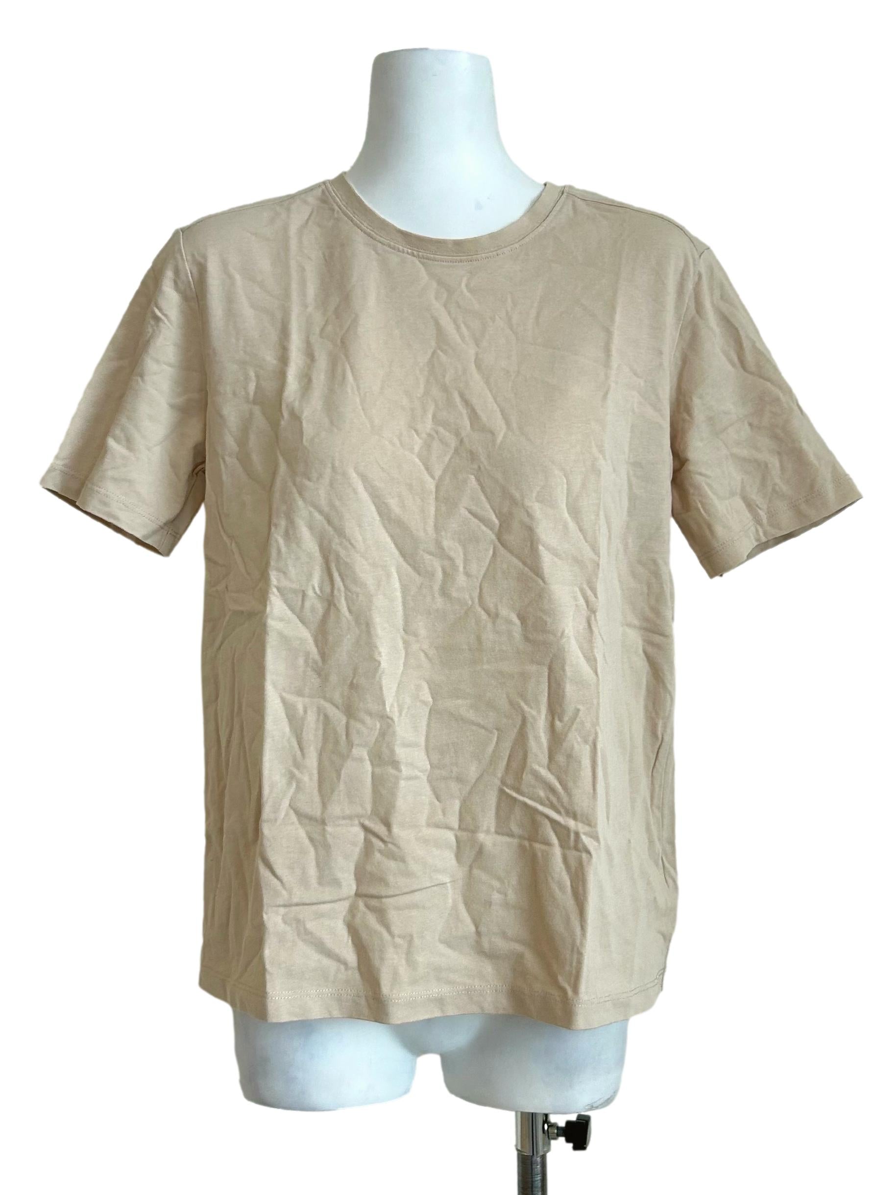 Tan Casual Crew Neck Tee