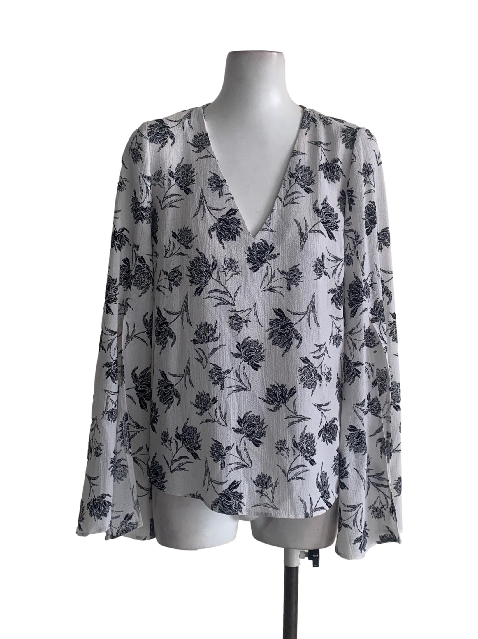 White Floral Pattern Top
