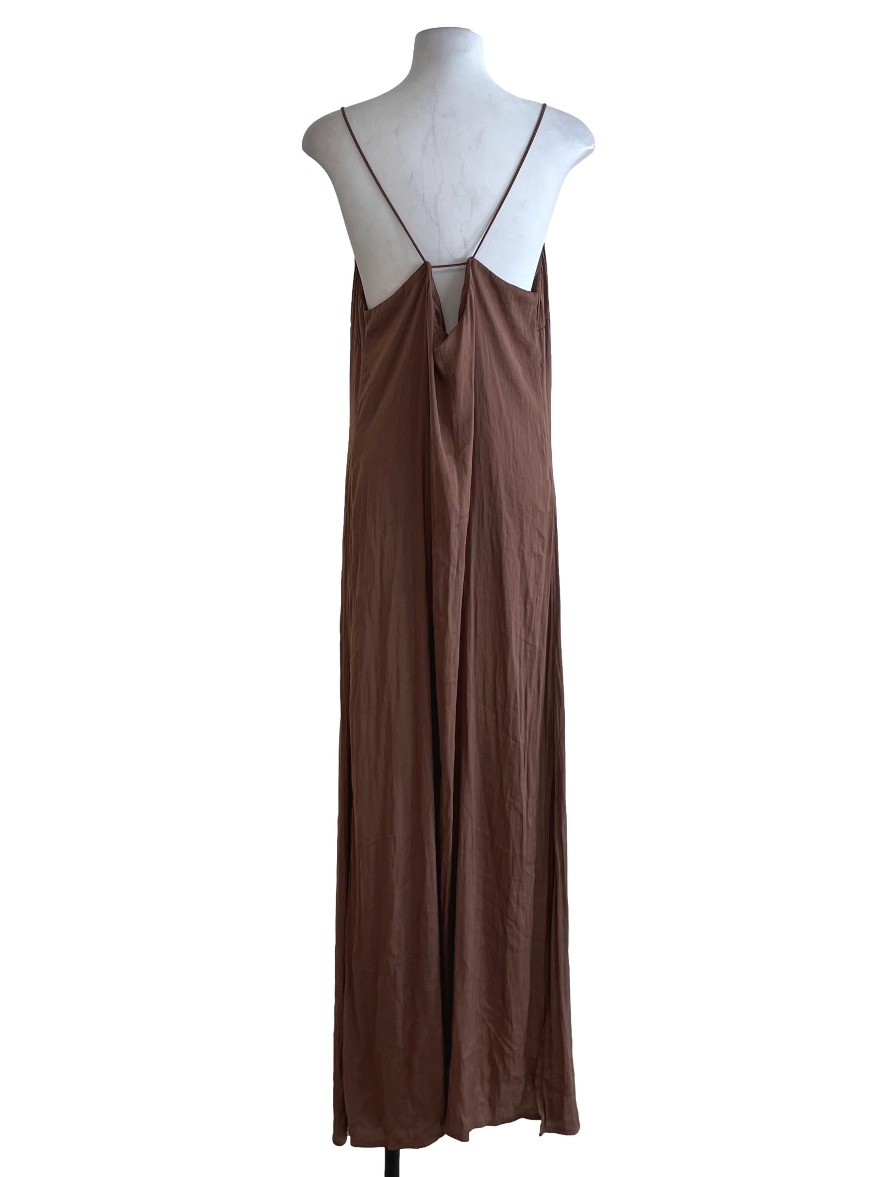 Caramel Brown Spaghetti Strap Sheath Dress