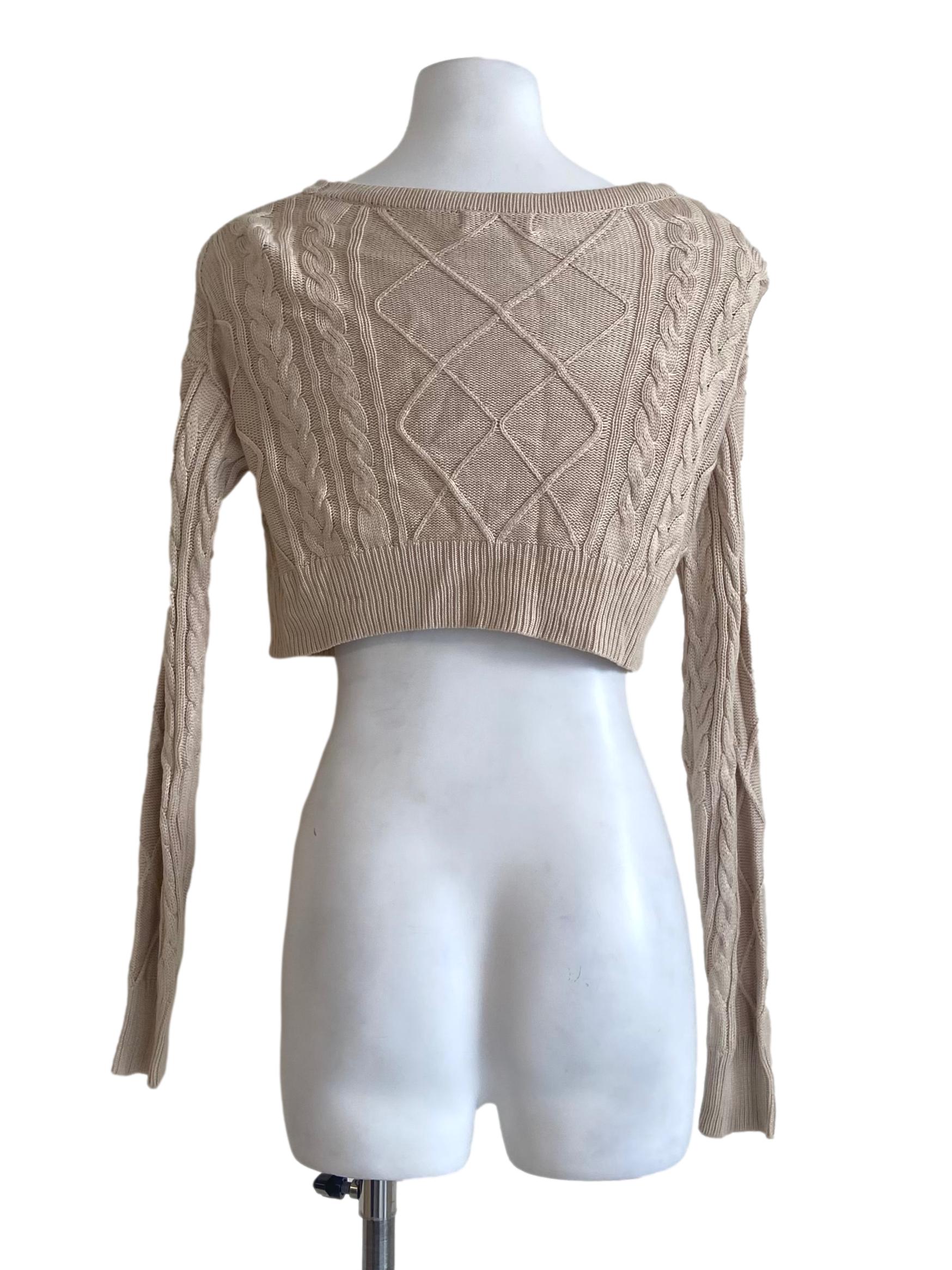 Linen Button Down Knitted Crop Cardigan